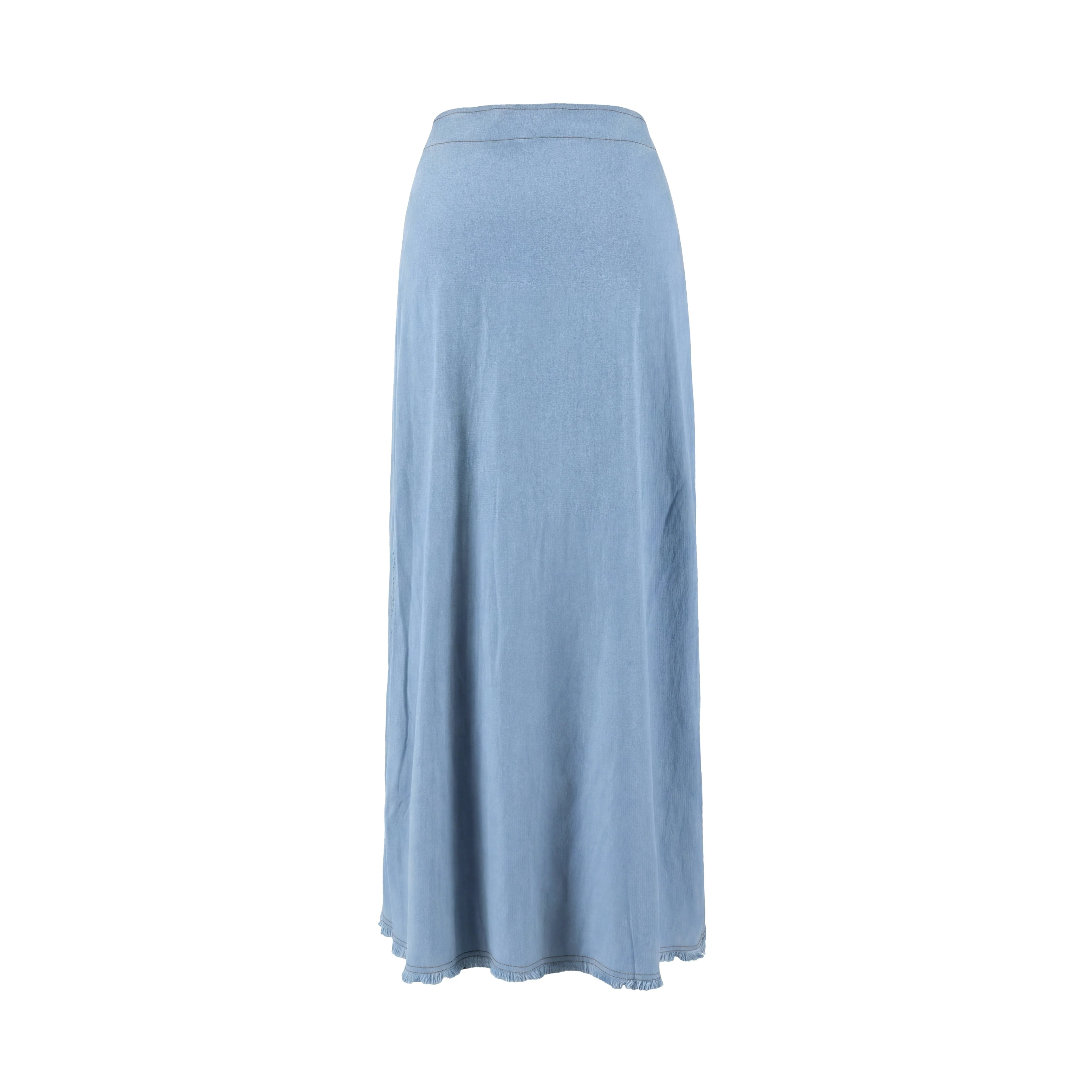 Denim Fringed Flap Skirt - Image 2