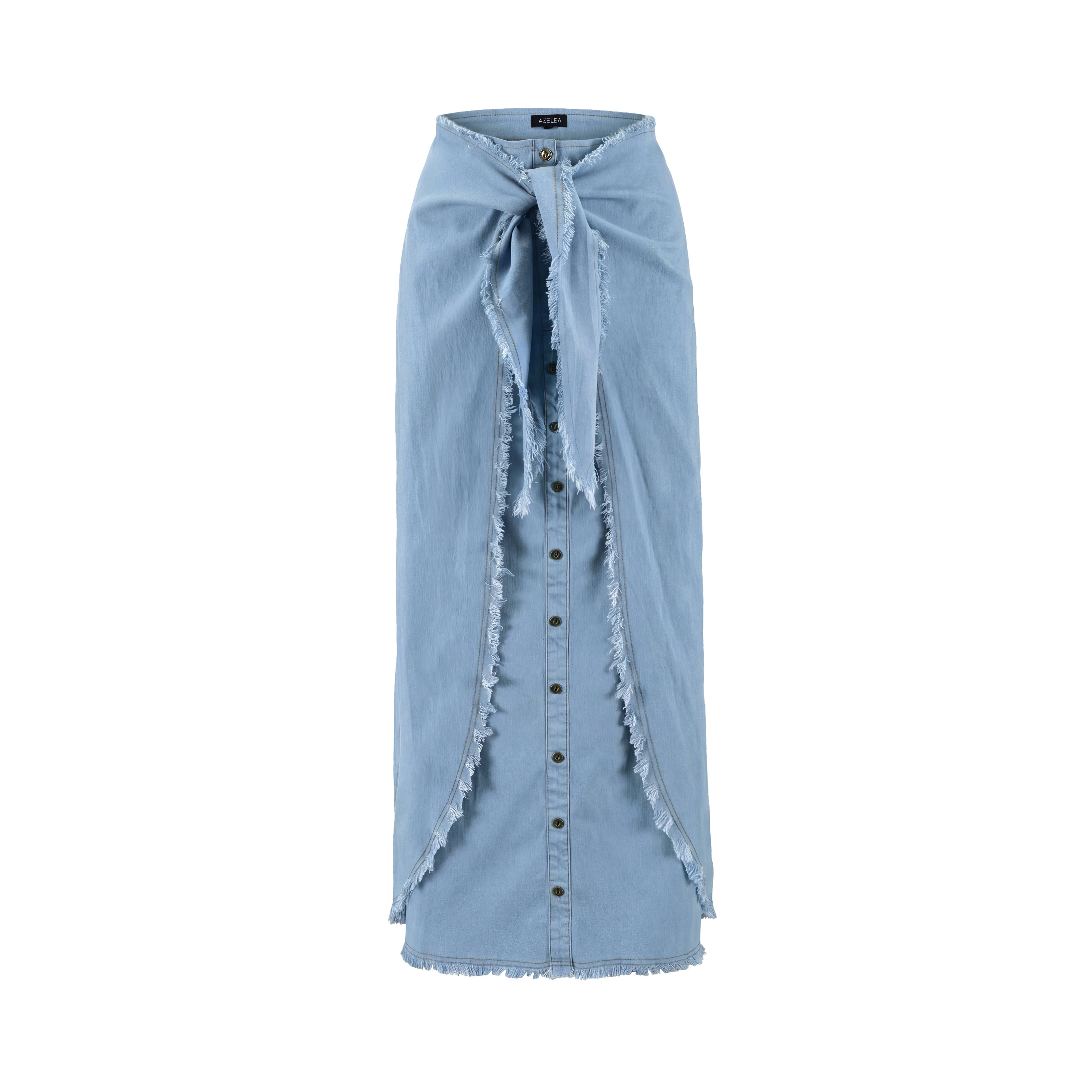 Denim Fringed Flap Skirt - Image 3