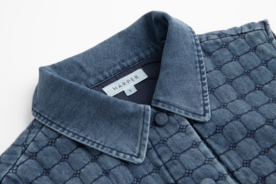 Denim Quilted Vest - Blue - Image 4