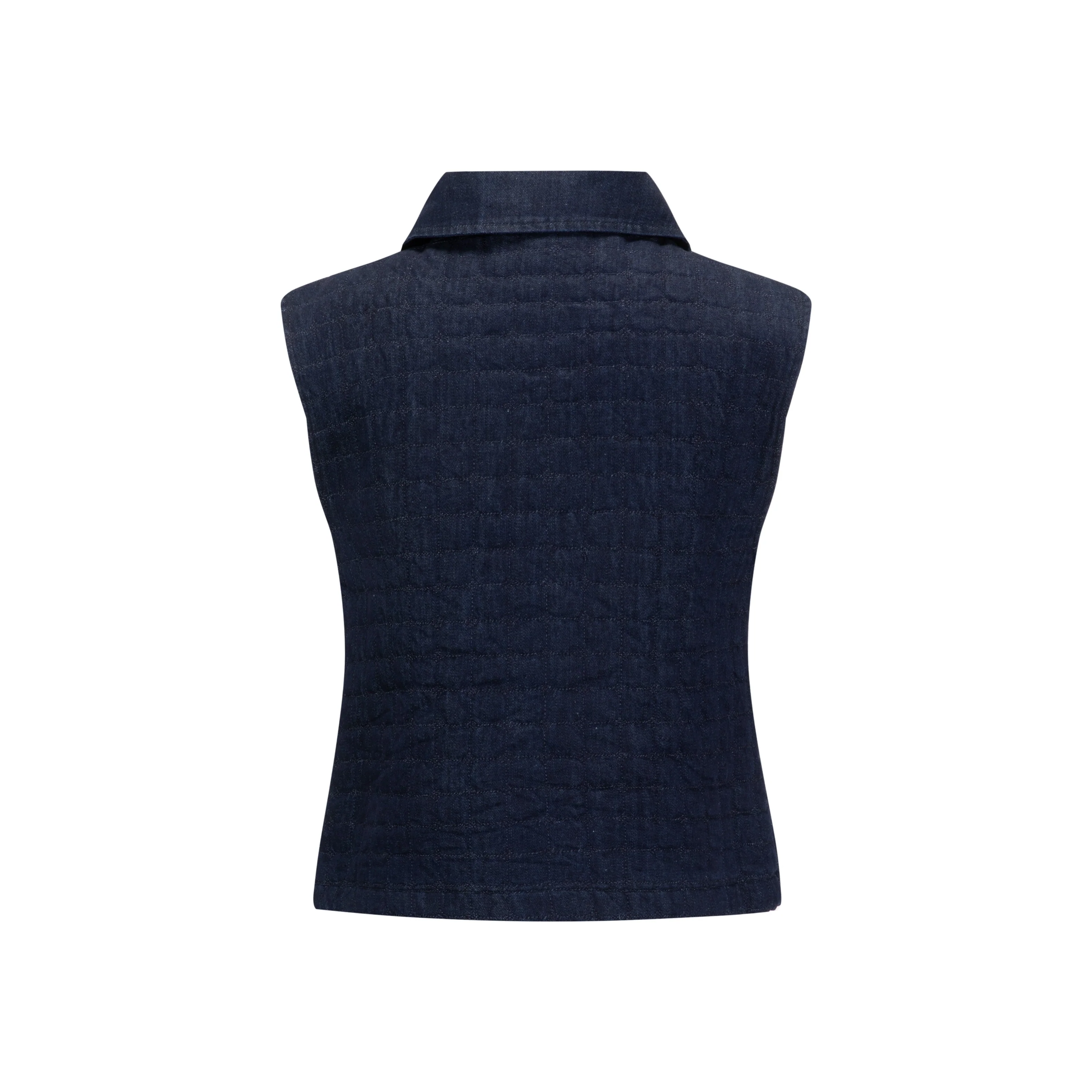 Denim Quilted Vest - Navy - Image 3