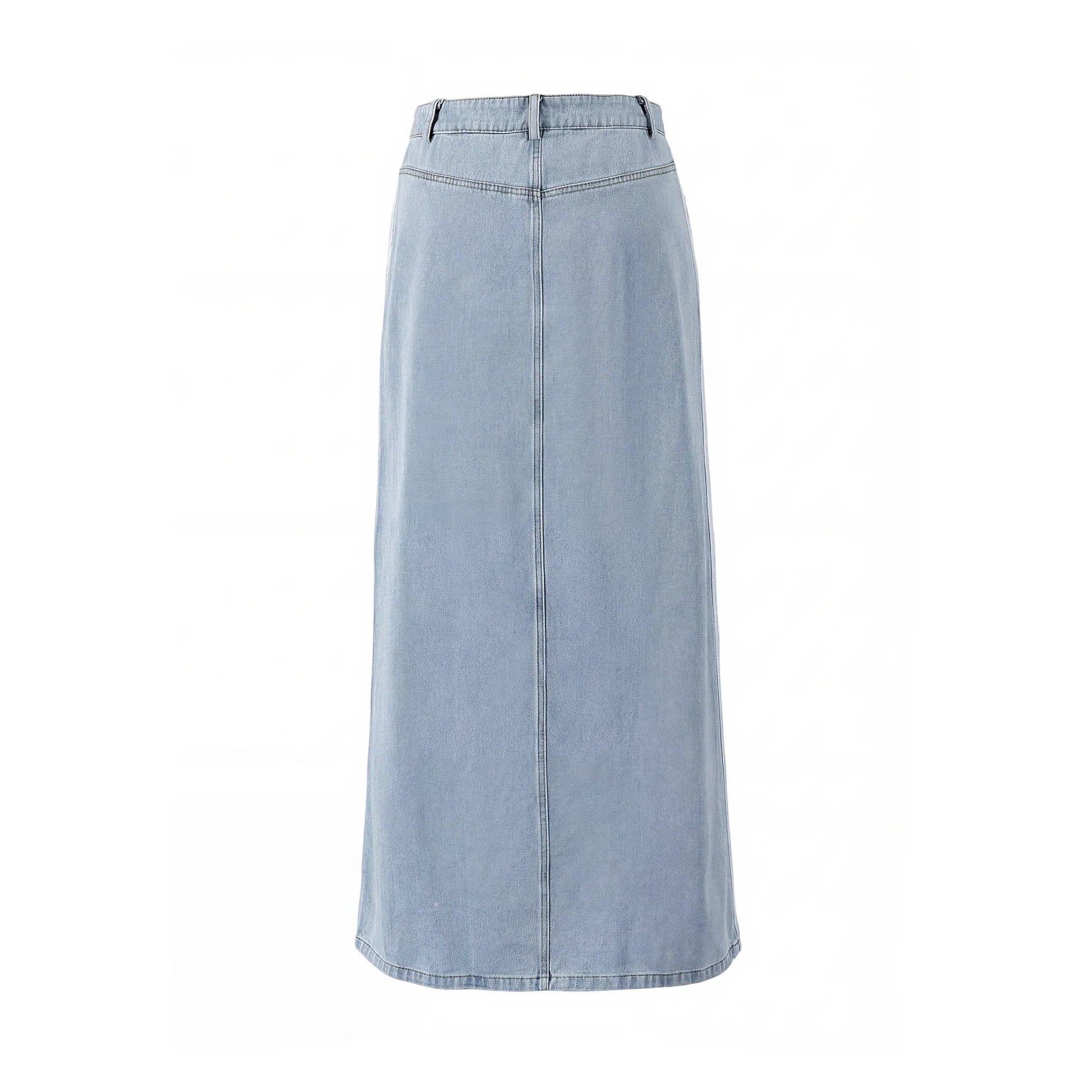 Denim Skirt With 2 Stripes Down The Side - Light Blue - Image 3