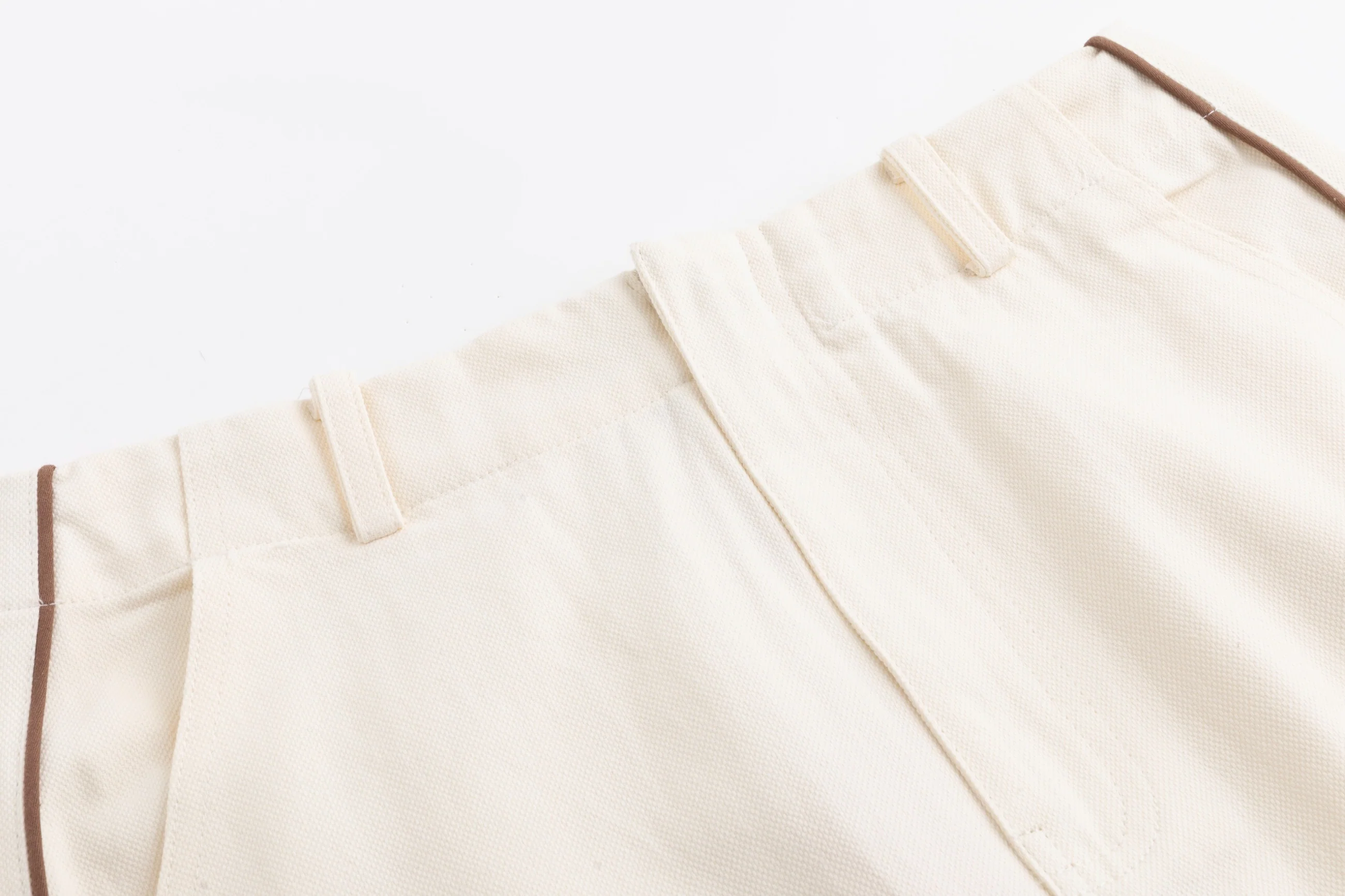 Denim Skirt With Brown Stitching And Belt - Ivory - Image 5