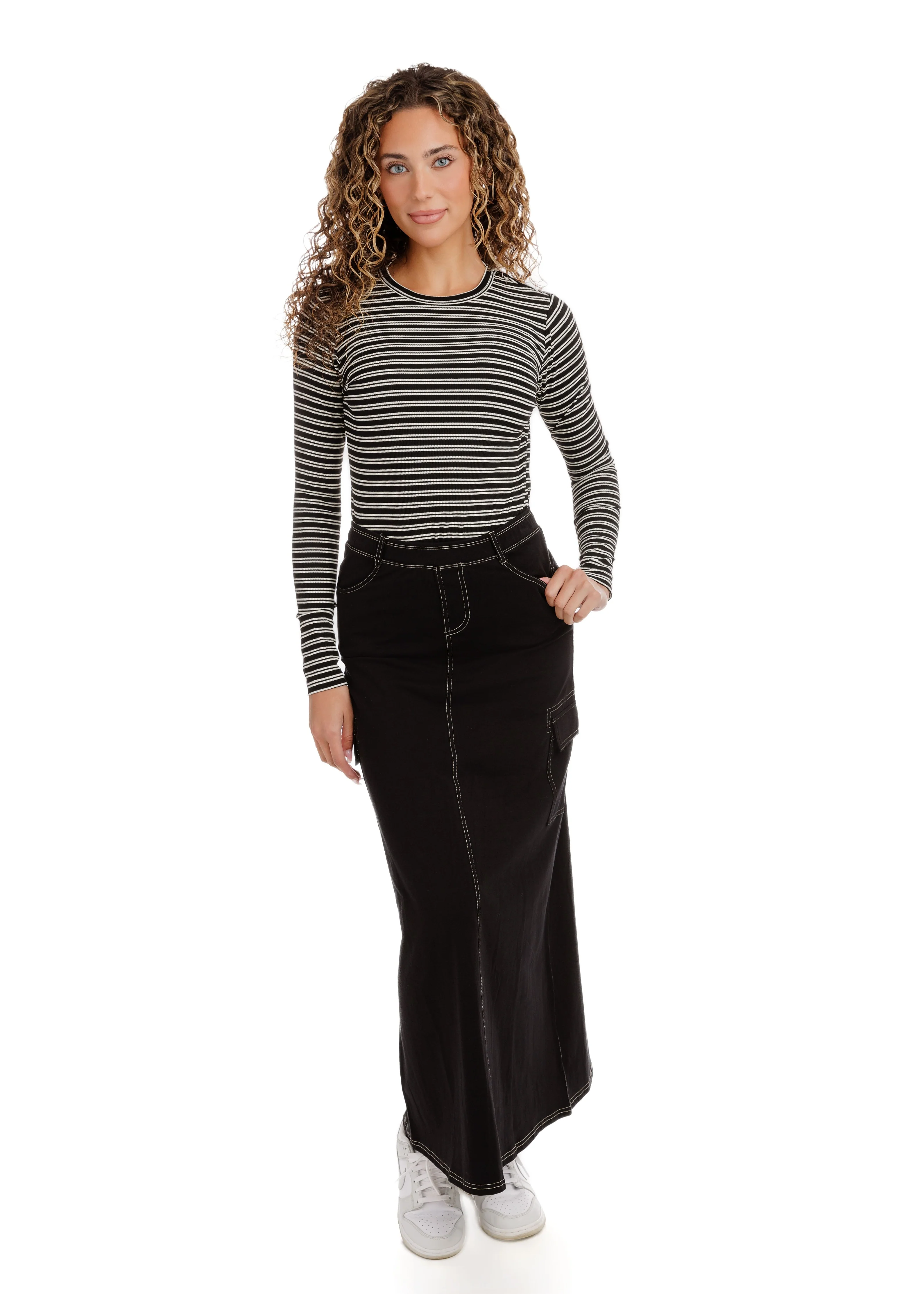 Double Striped T-Shirt - Black/Cream - Image 3