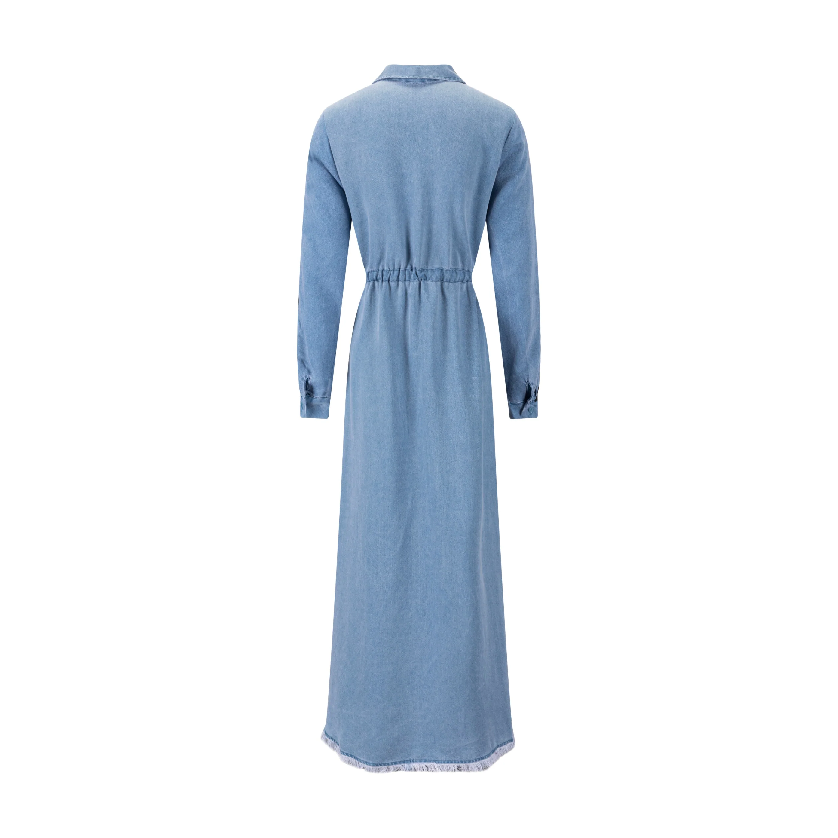 Drawstring Denim Dress - Blue - Image 3