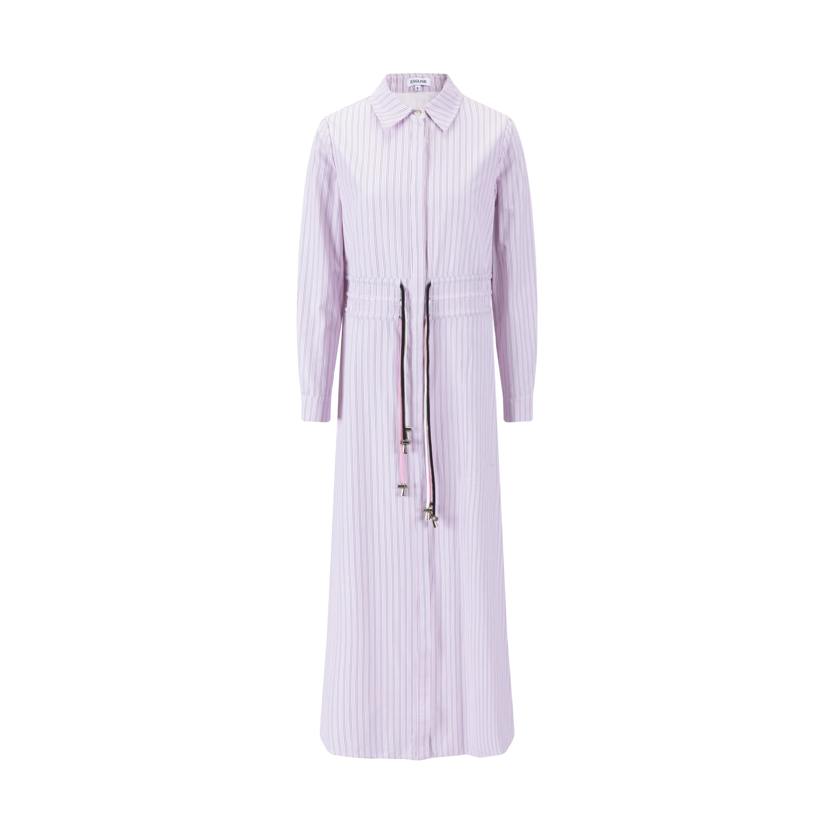 Drawstring Detail Striped Dress - Pink - Image 2