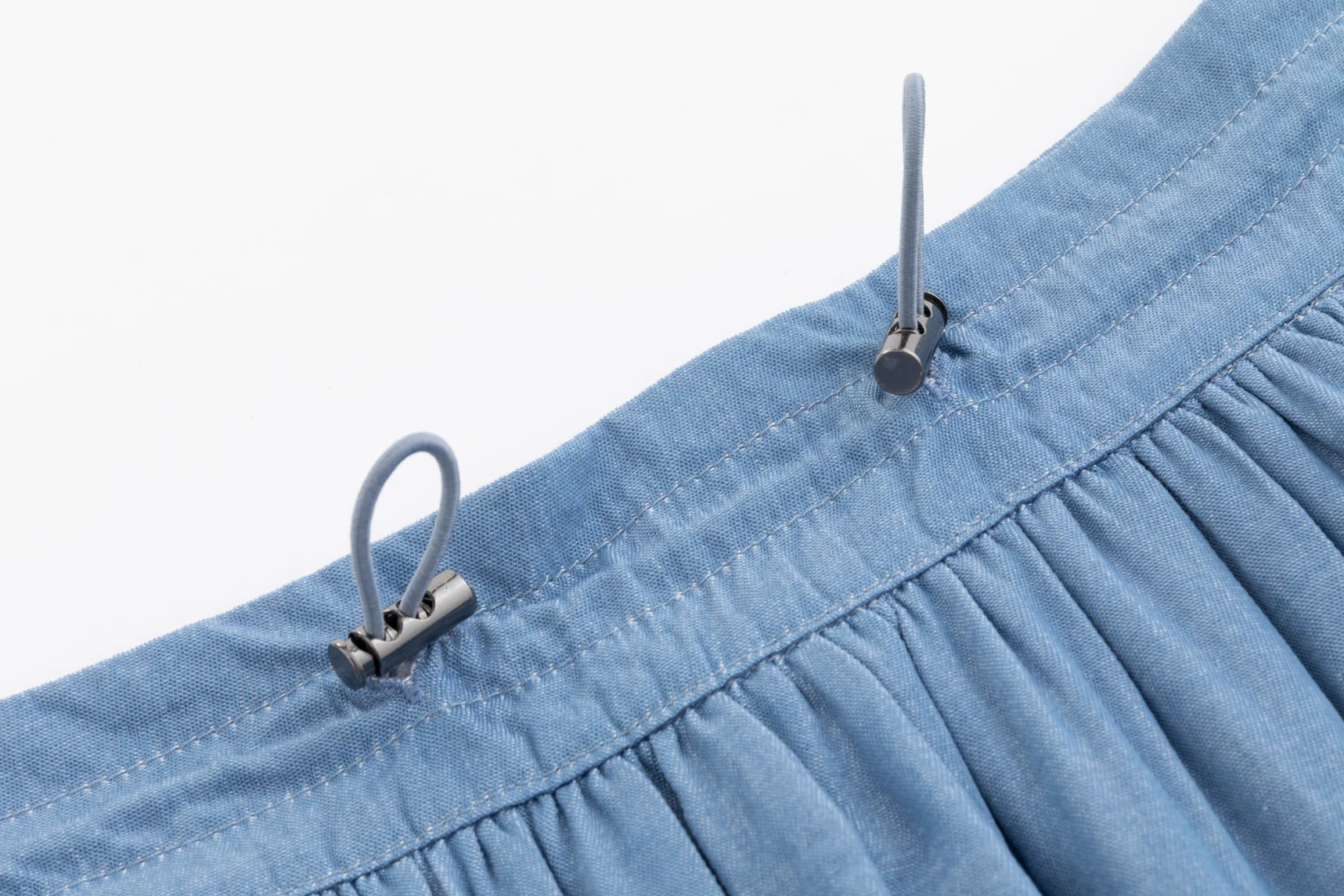 Drawstring Pocket Skirt - Light Blue Denim - Image 5