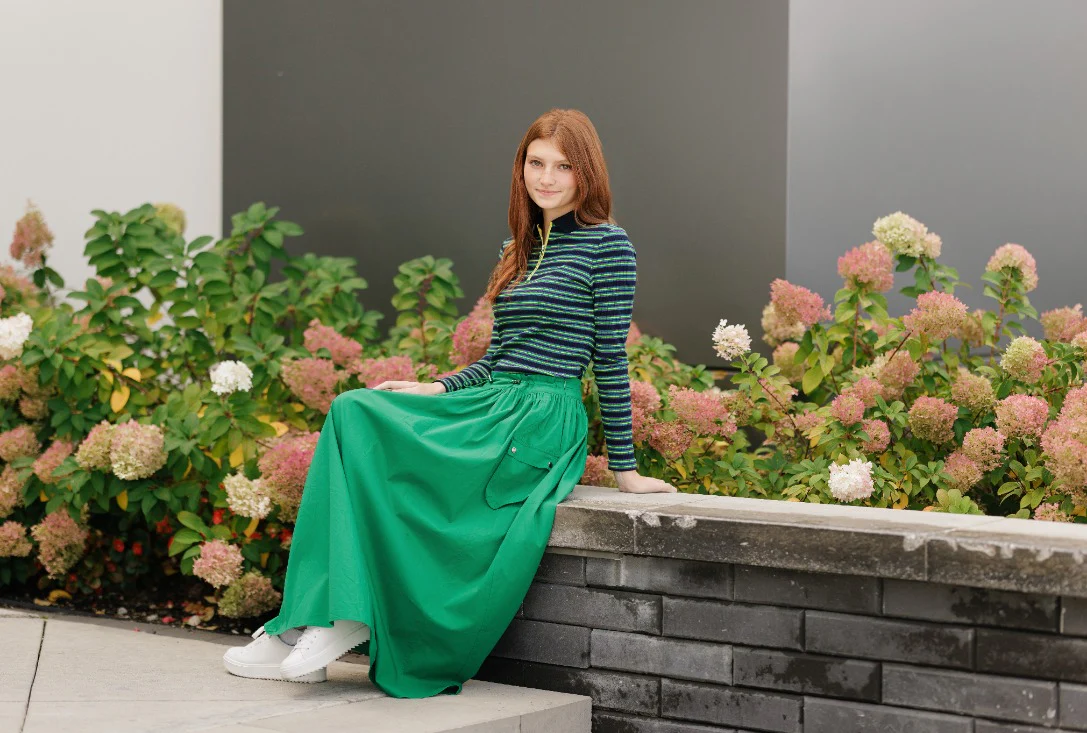 Drawstring Pocket Skirt - Kelly Green - Image 3