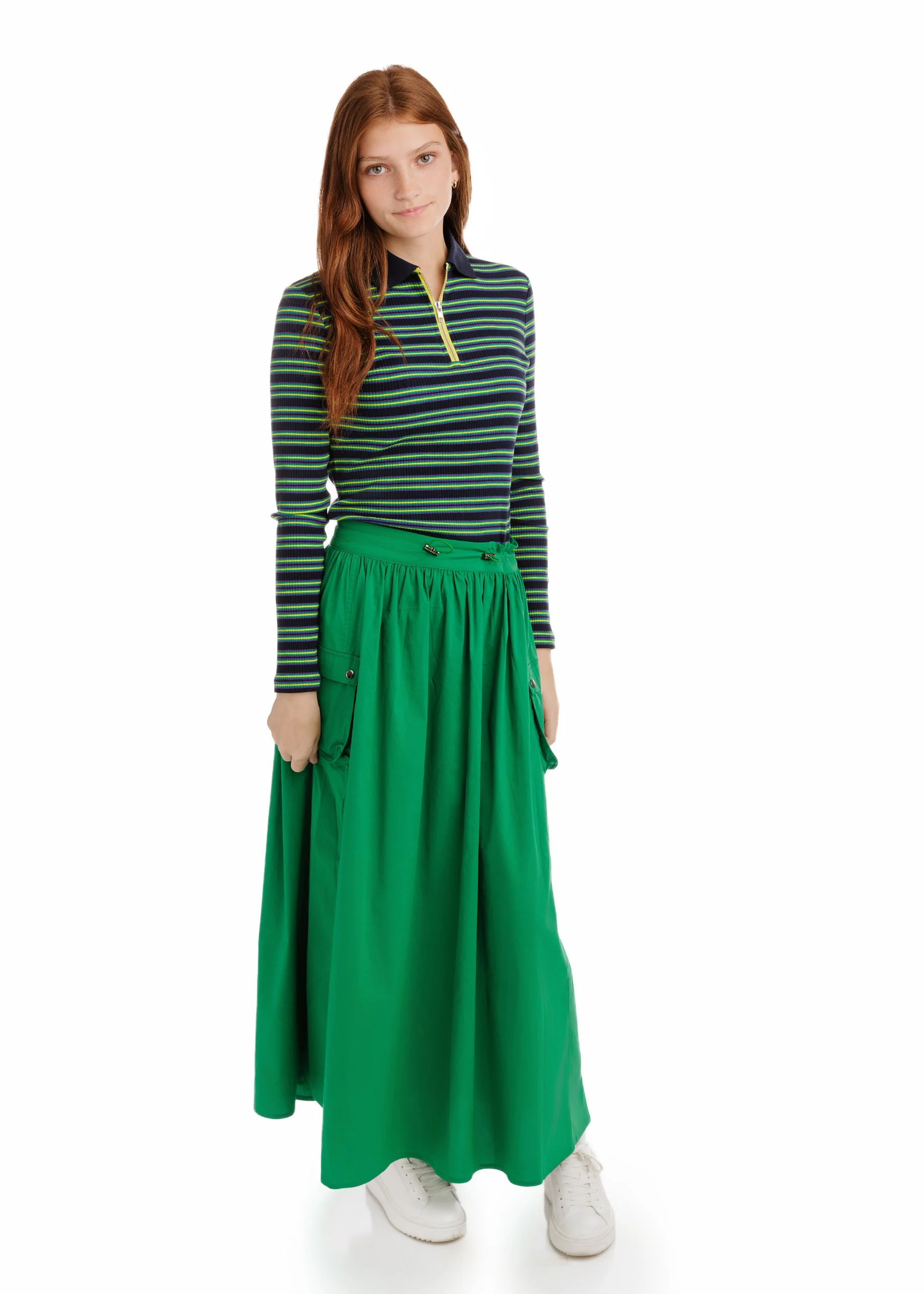 Drawstring Pocket Skirt - Kelly Green - Image 8