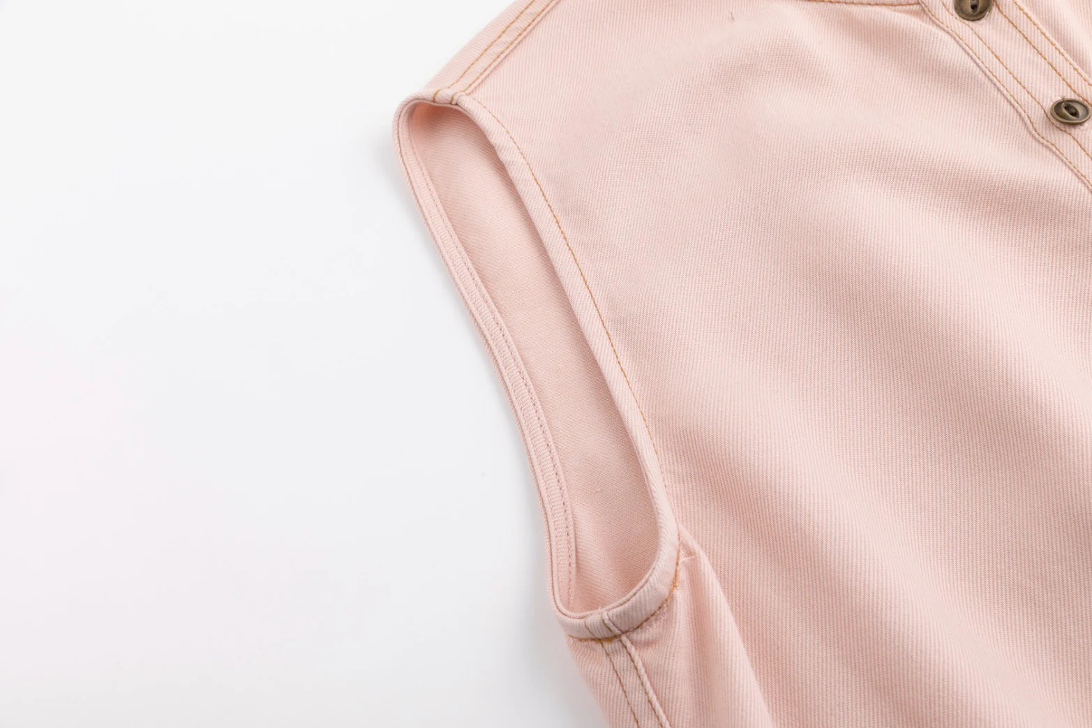 Drawstring Washed Denim Jumper - Tan - Image 5