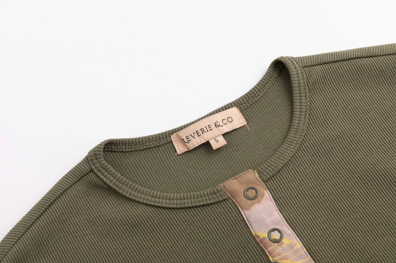 Elbow Patch T Shirt- Green Moss - Image 4