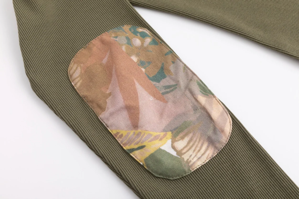 Elbow Patch T Shirt- Green Moss - Image 5