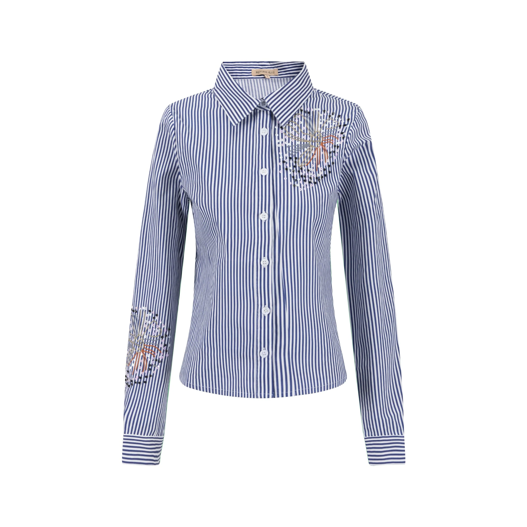 Embellished Pinstripe Blouse - Midnight - Image 2