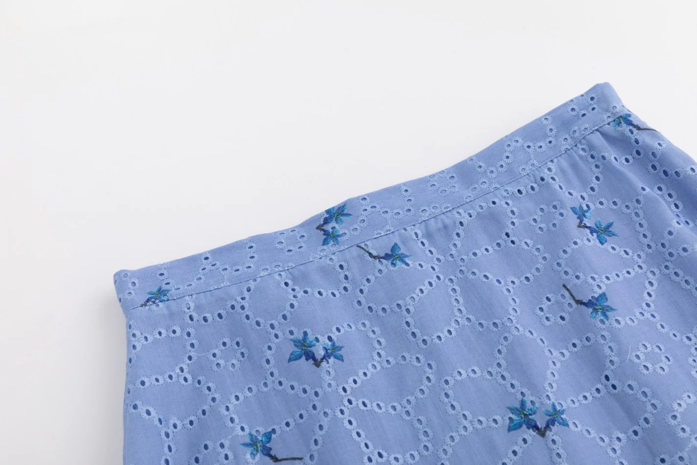 Eyelet Floral Skirt - Blue - Image 6