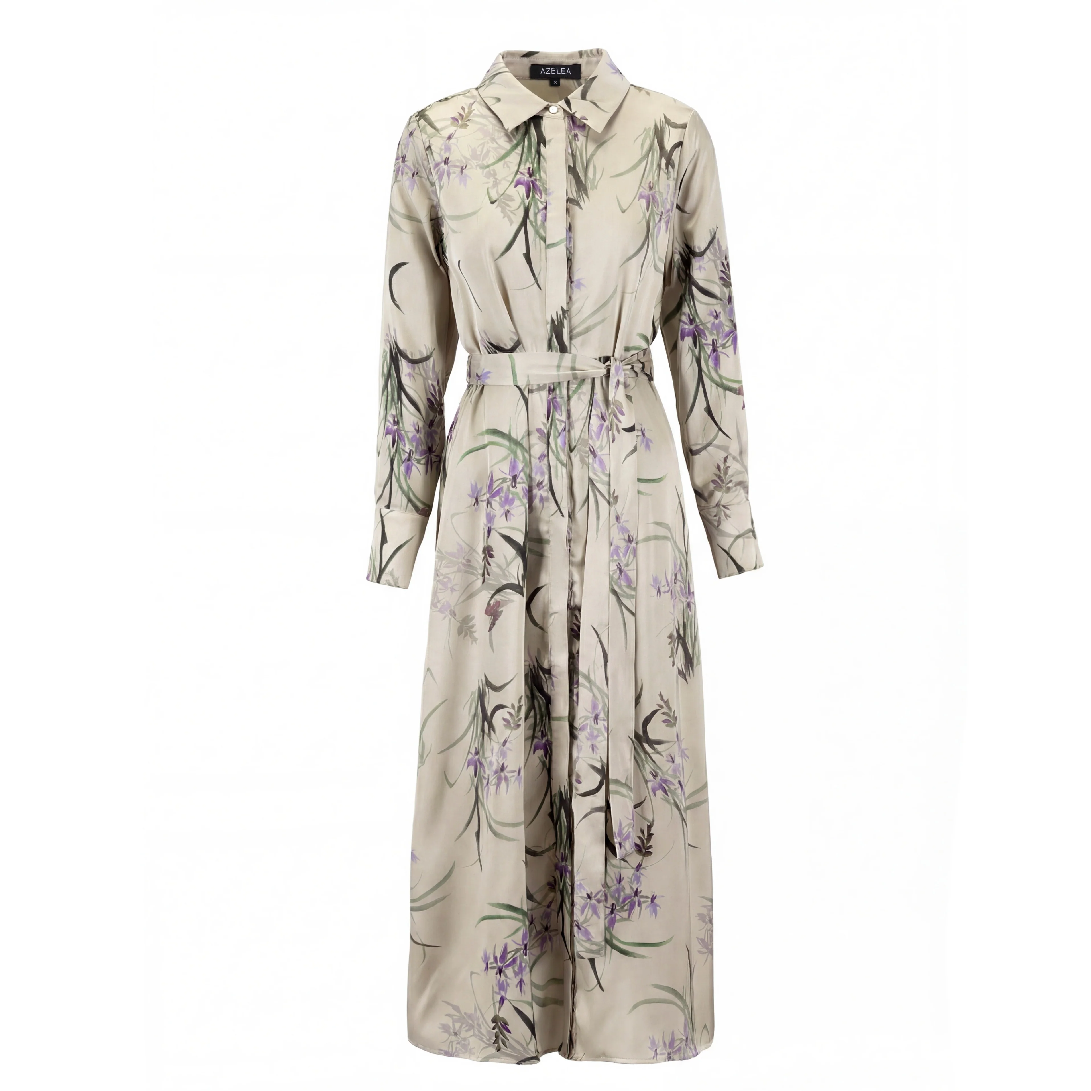 Floral Button-Front Dress With A Soft Drape And Tie Waist. - Image 2