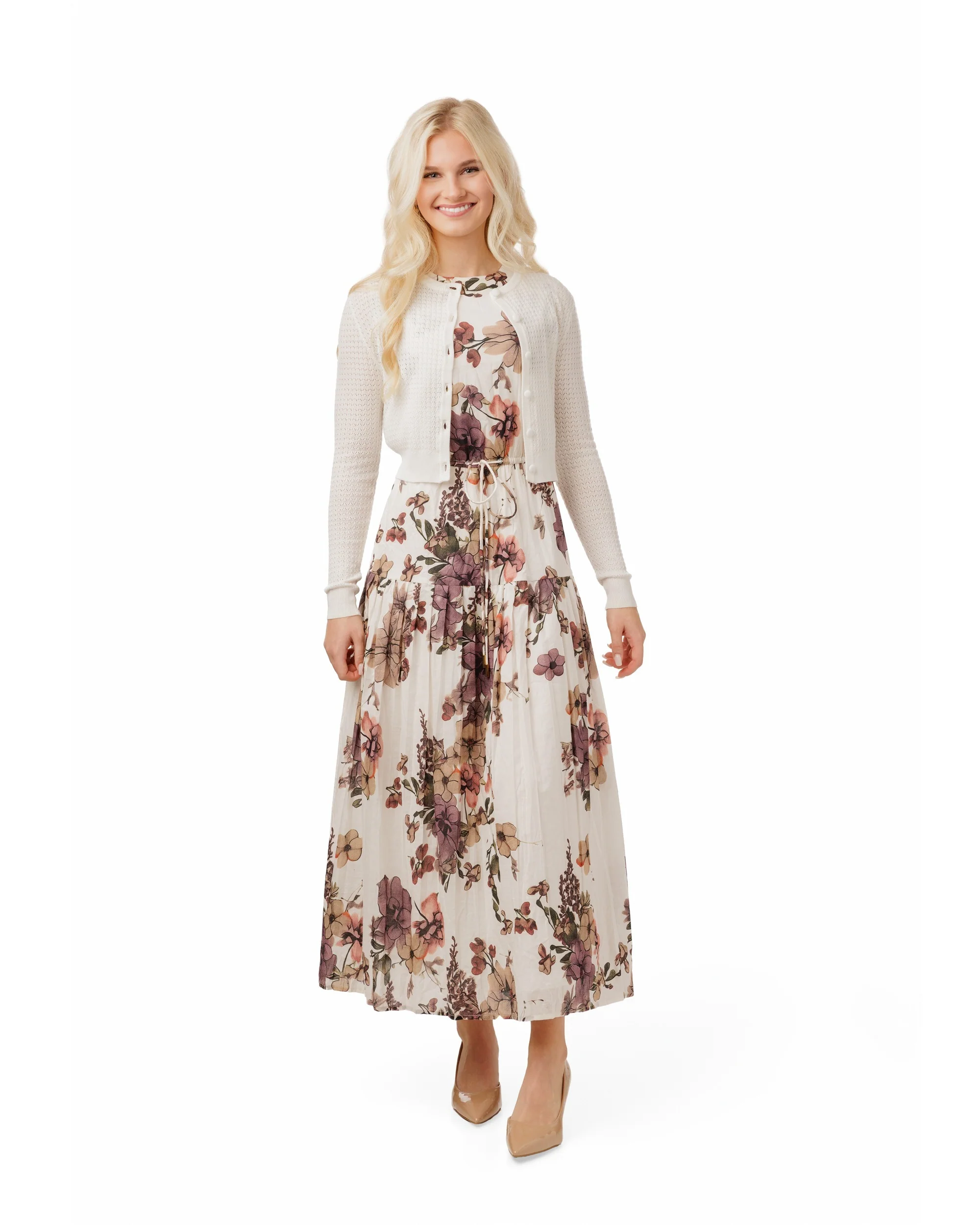 Floral Mauve Overlay Dress