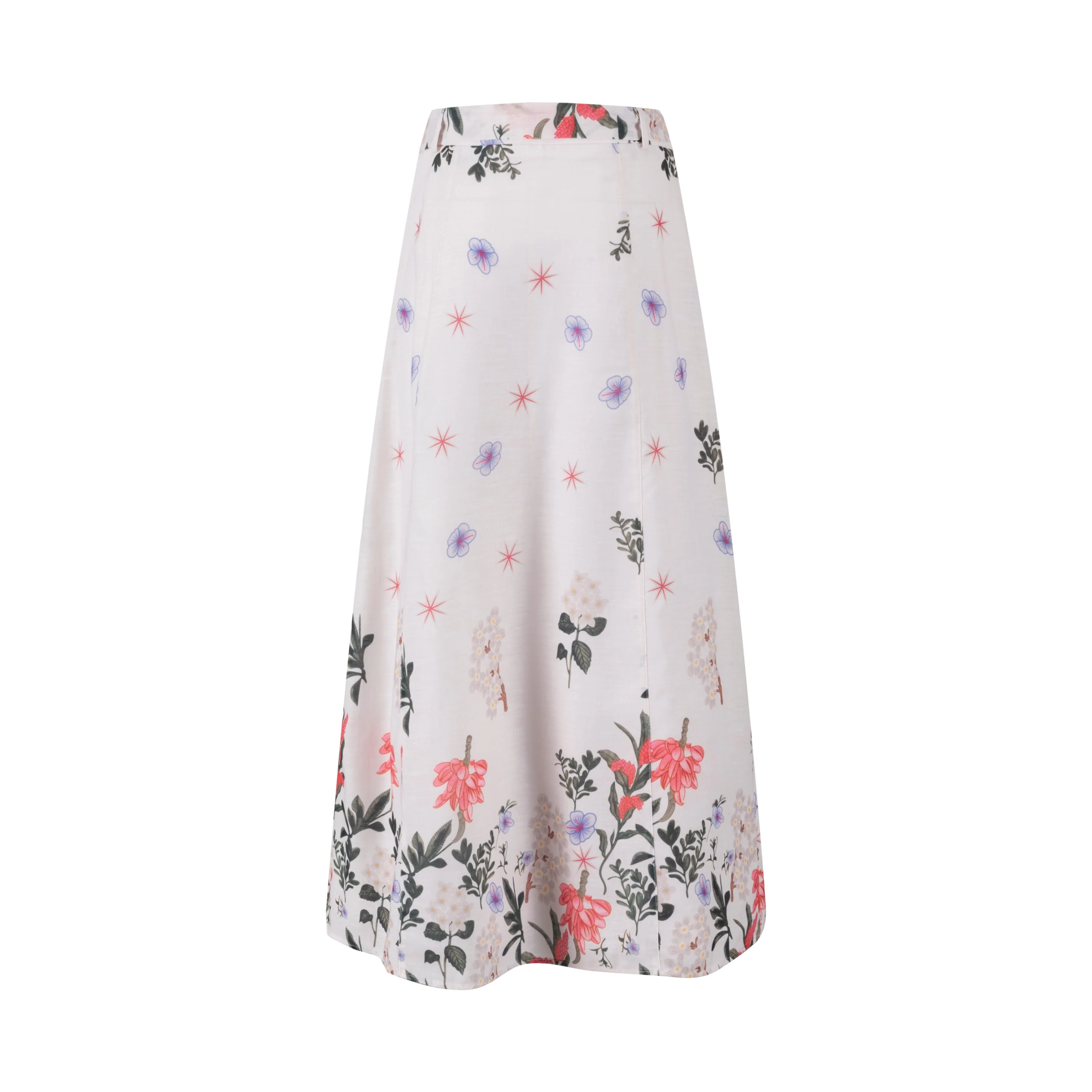 Floral Print Cream Skirt With Belt - Image 3