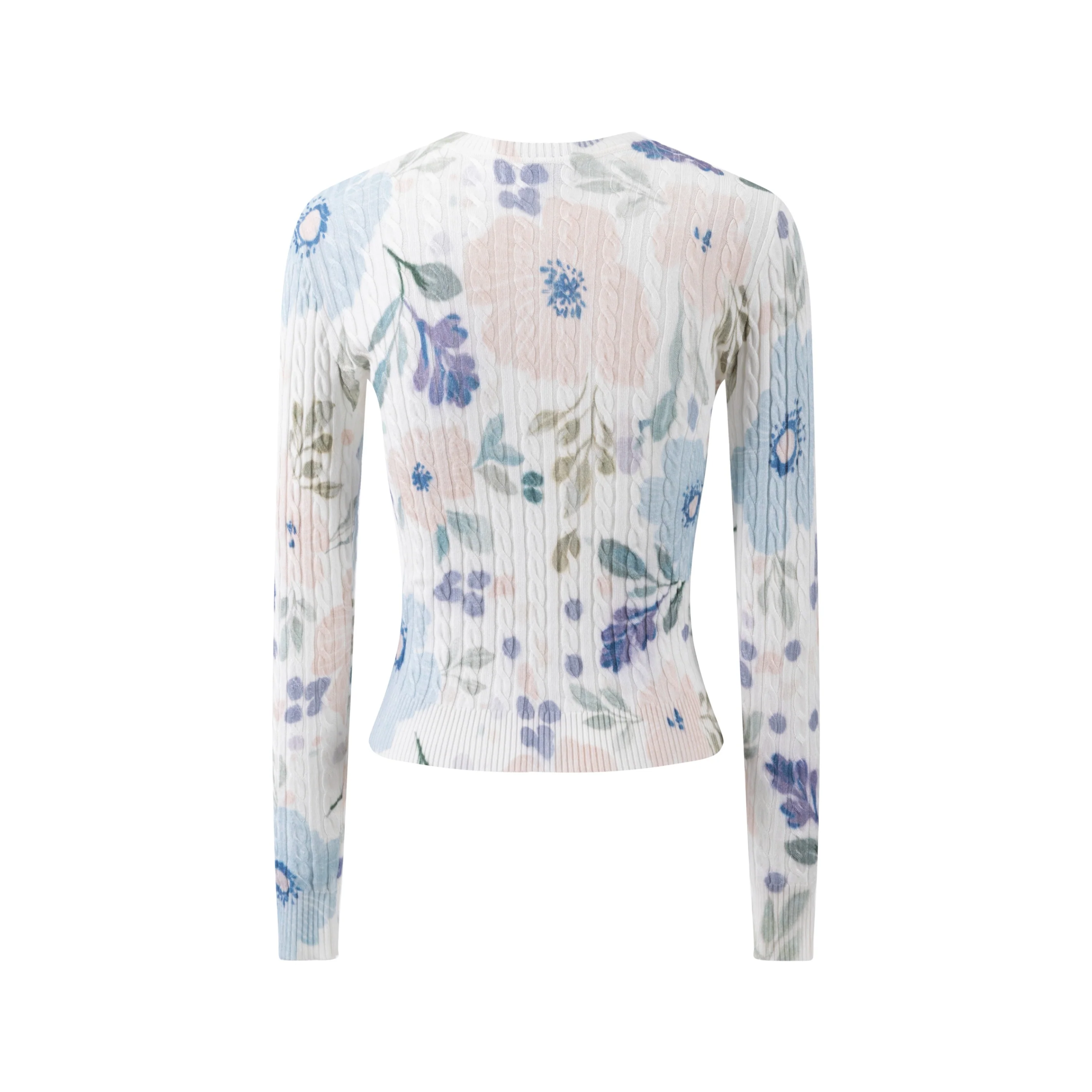 Floral Printed Cable Knit Top - Image 4