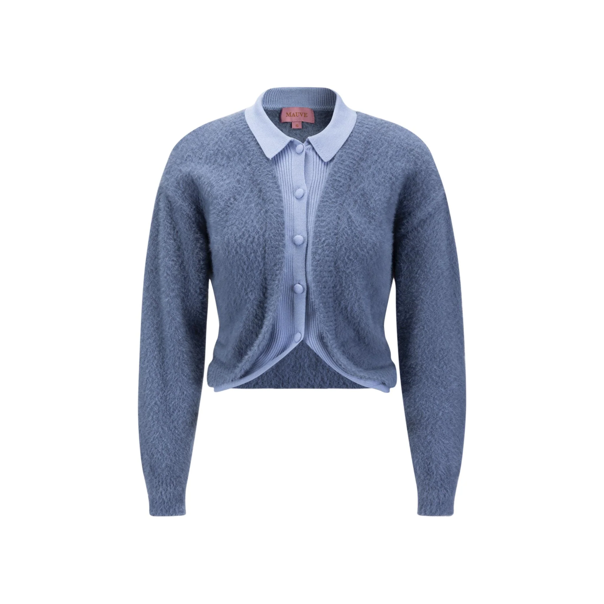 Fluffy Knit Cardigan - Blue - Image 2