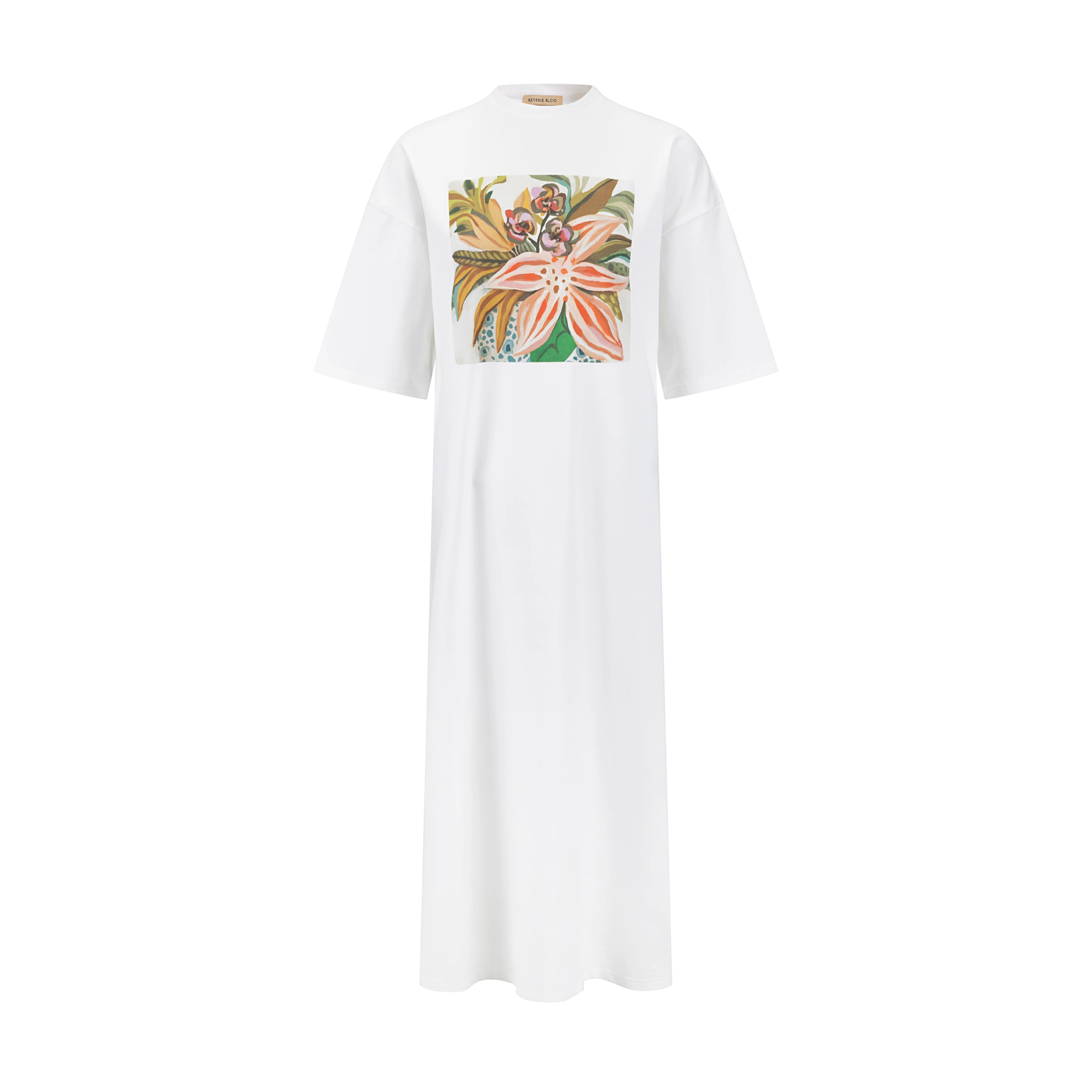 Graphic Box Tee Dress - Cream