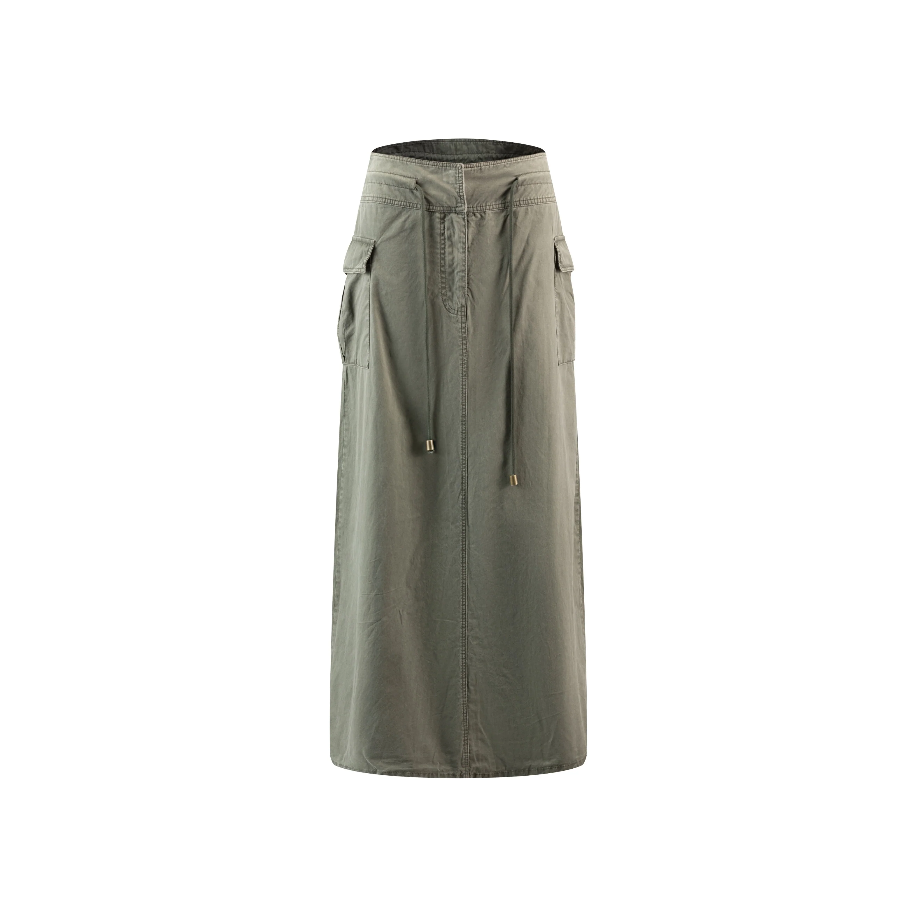Acid Wash Drawstring Skirt - Green - Image 2