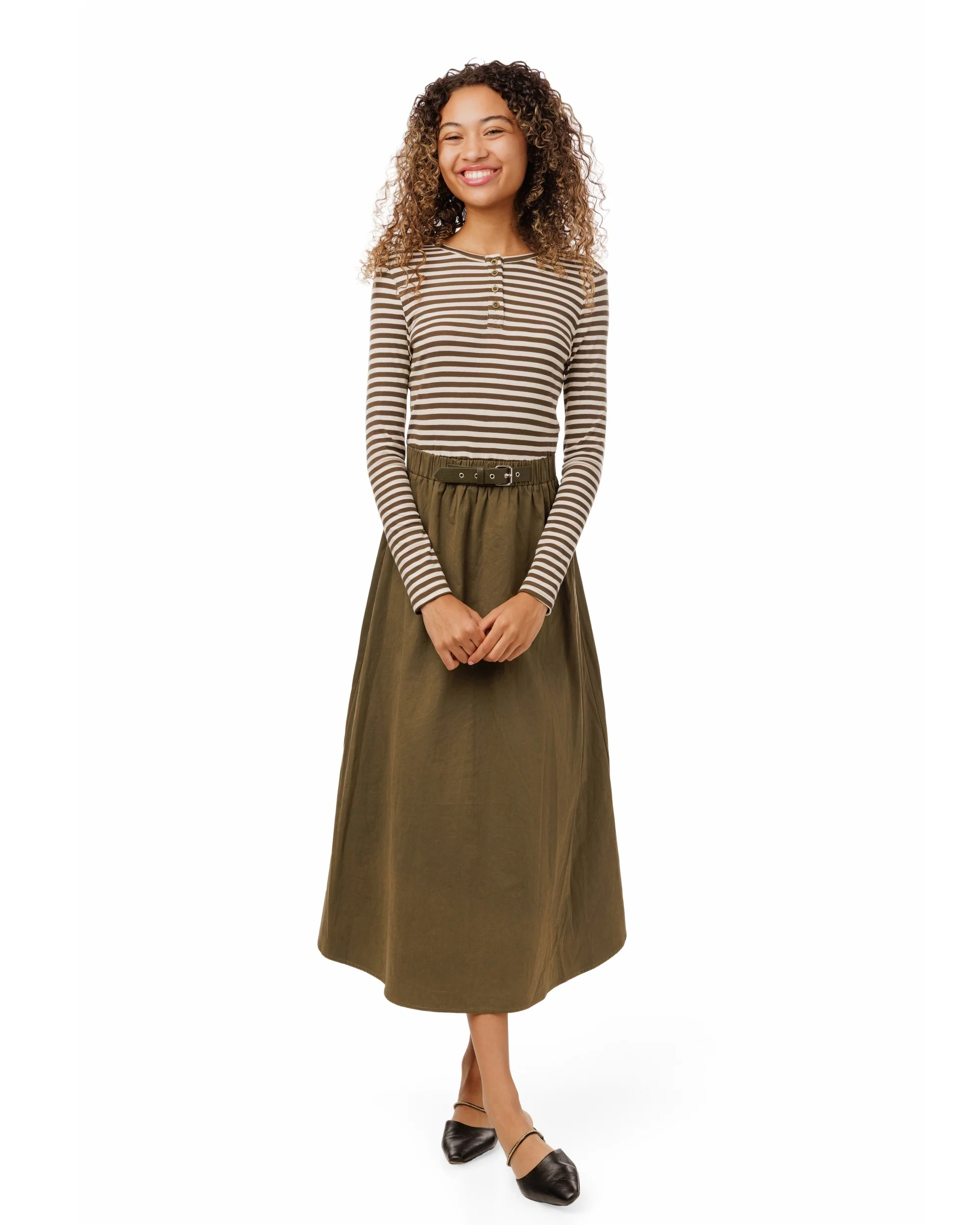 Green Cotton Dress With T-Shirt Top