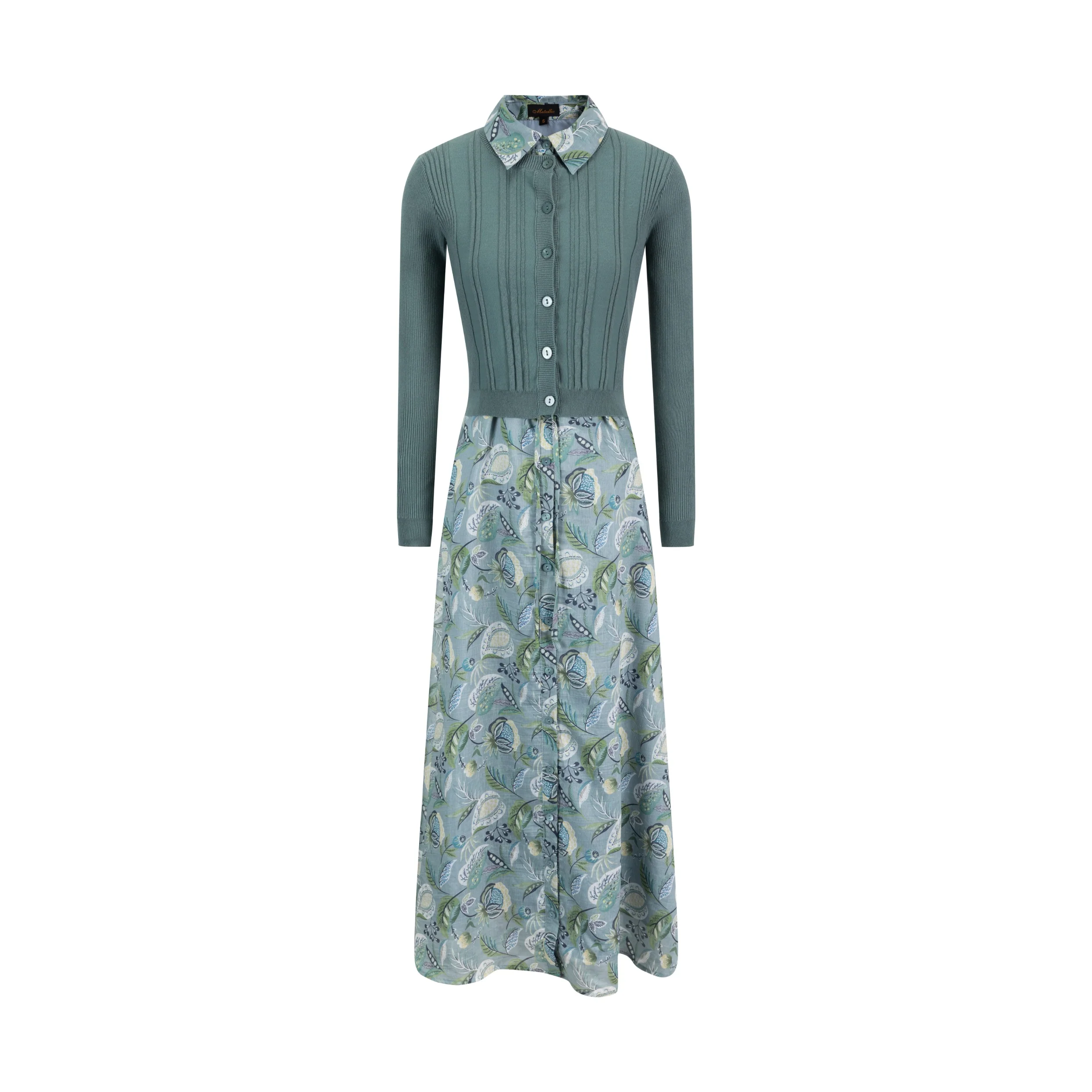 Green Floral Overlay Dress - Image 2
