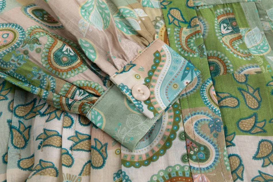 Green Floral Printed Belted Dress - Image 6
