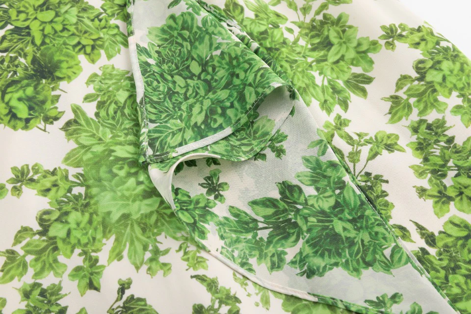 Green Floral Slip Skirt With Ruffle Detail - Image 6