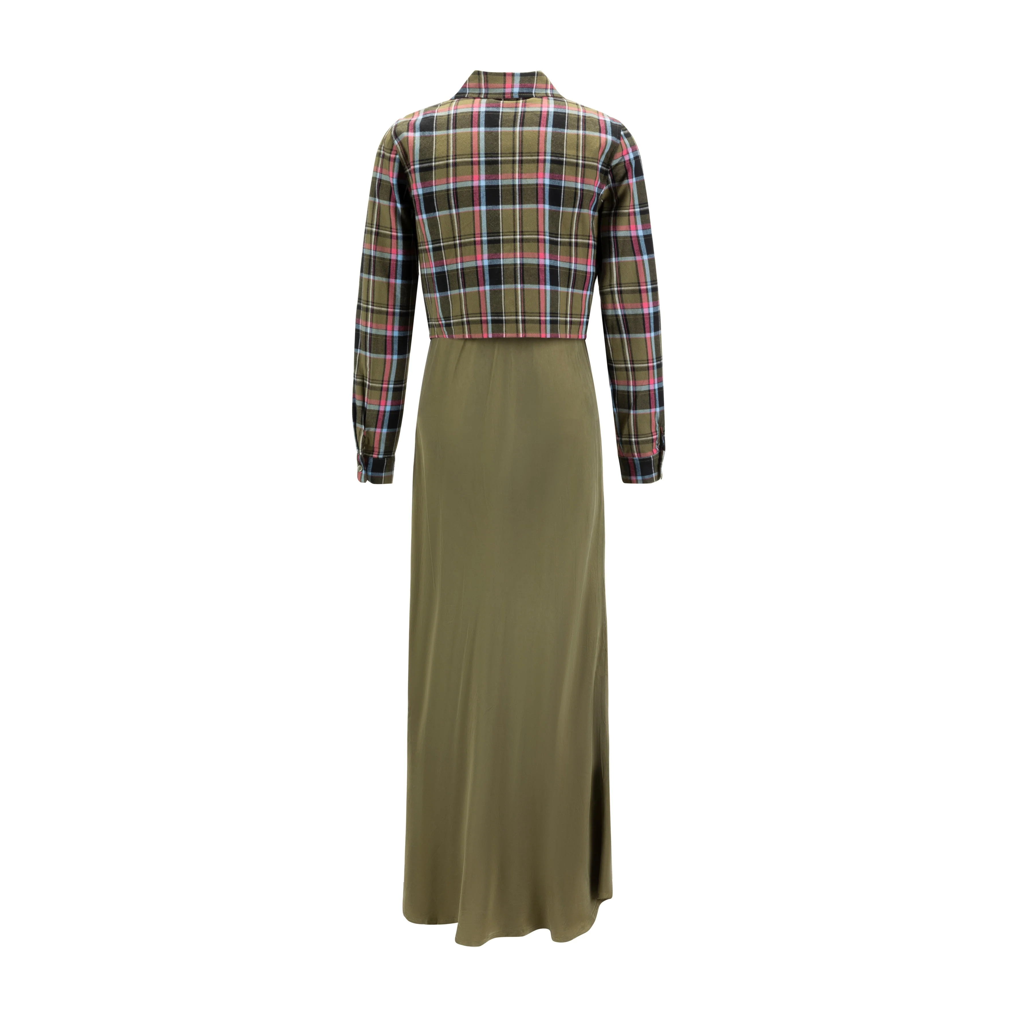Green Jumper With Blue Green And Pink Plaid Blouse - Image 3