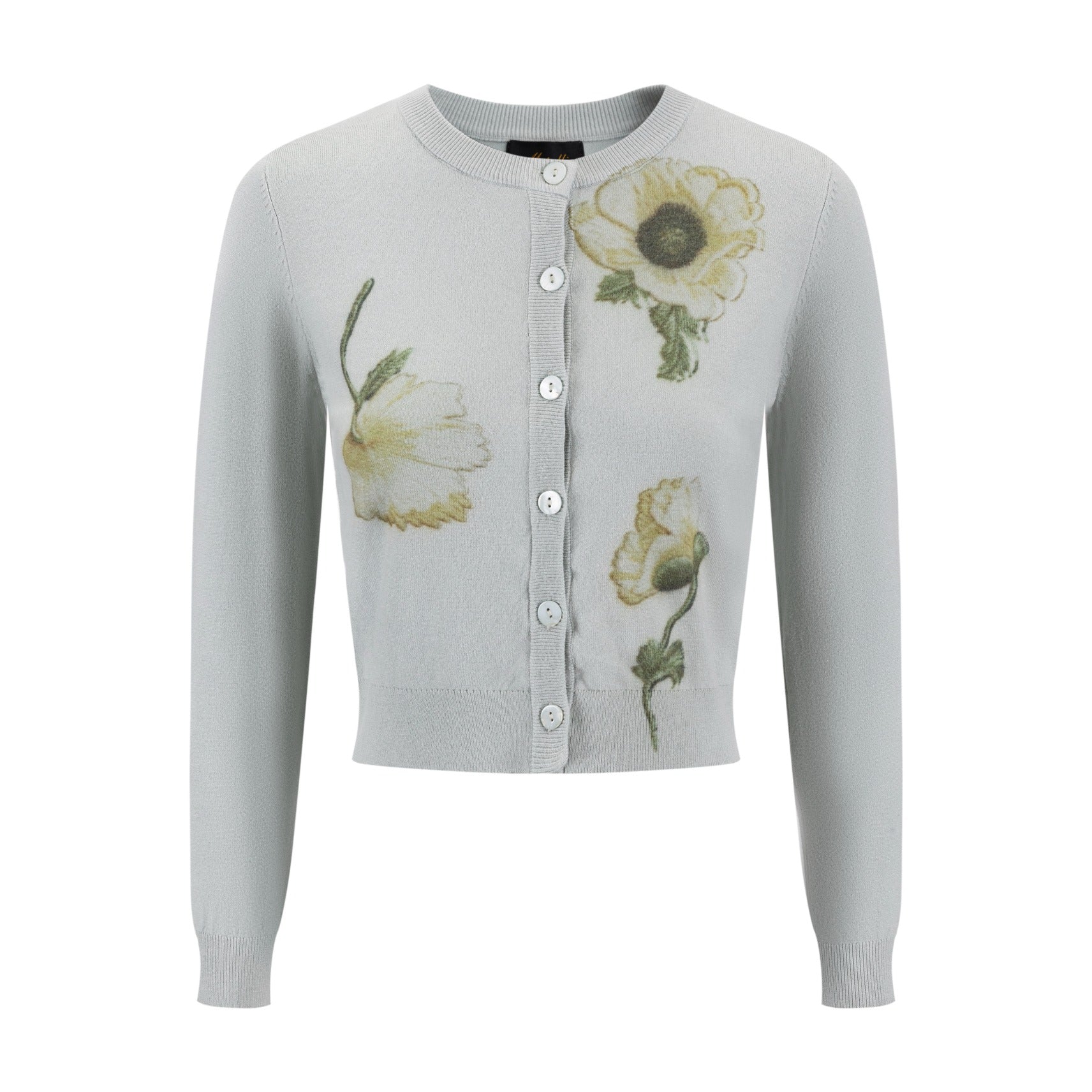 Green Knit With Yellow Flower Print Cardigan - Image 2