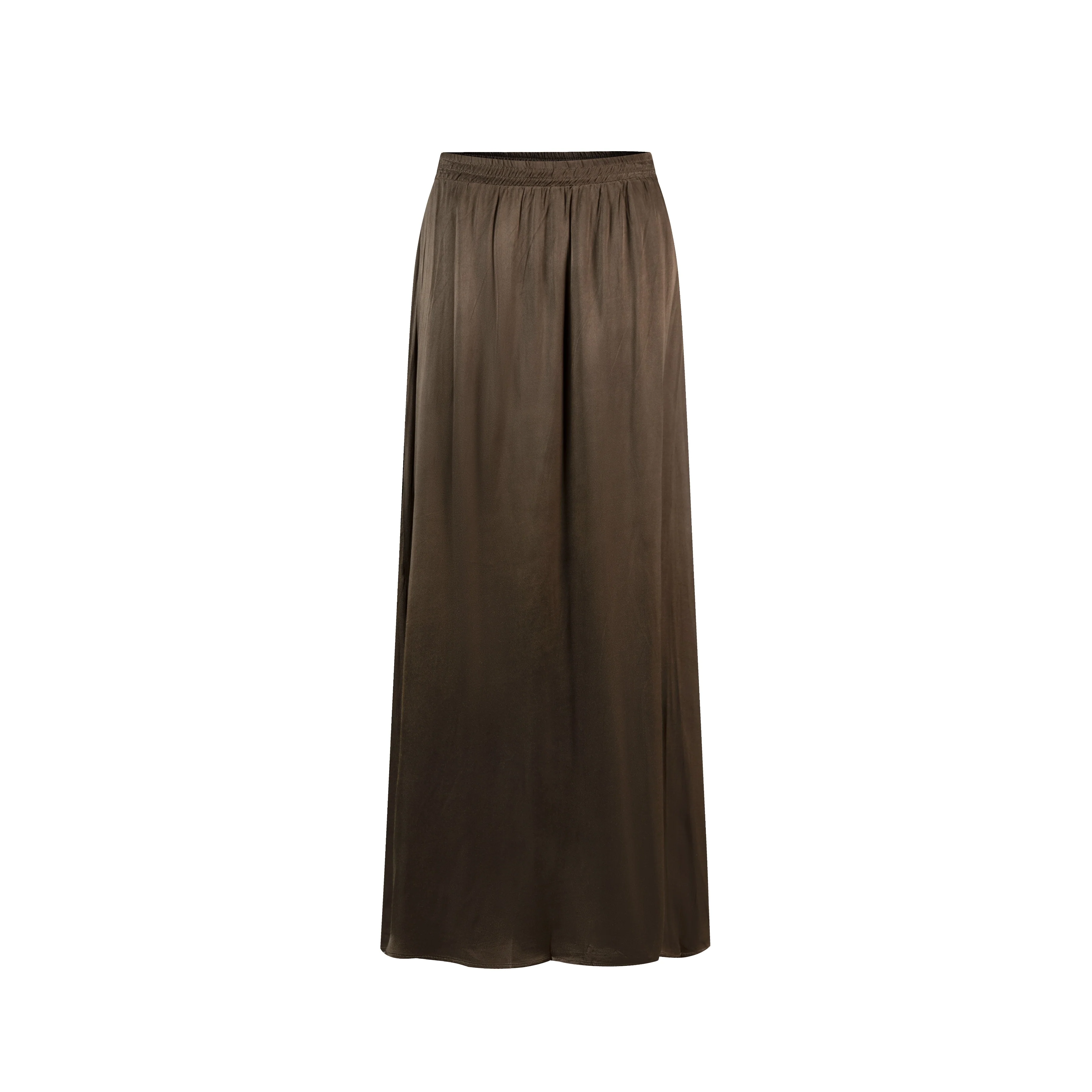 Solid Silk Skirt - Dark Khaki - Image 2