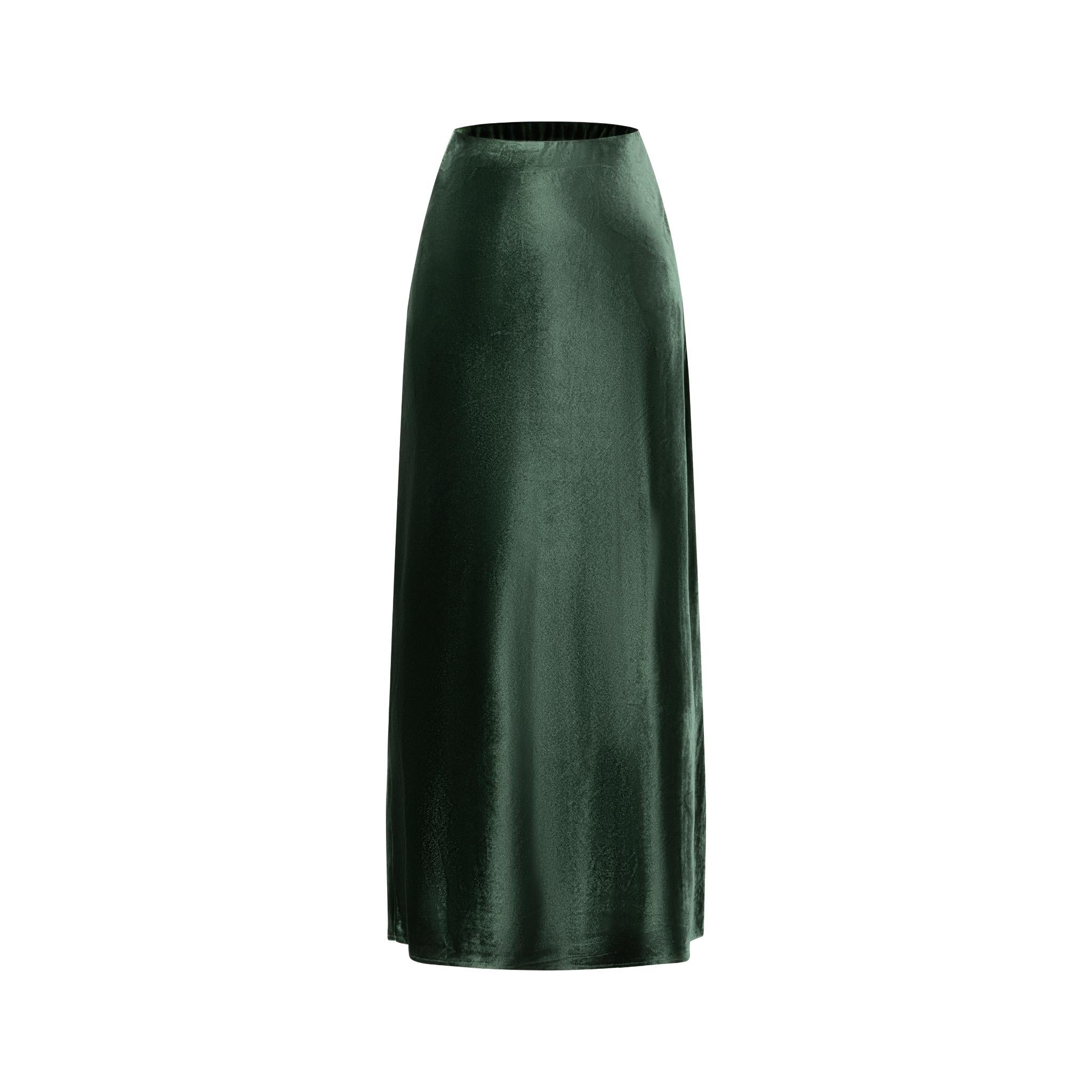 Green Suede A-Line Skirt - Image 2