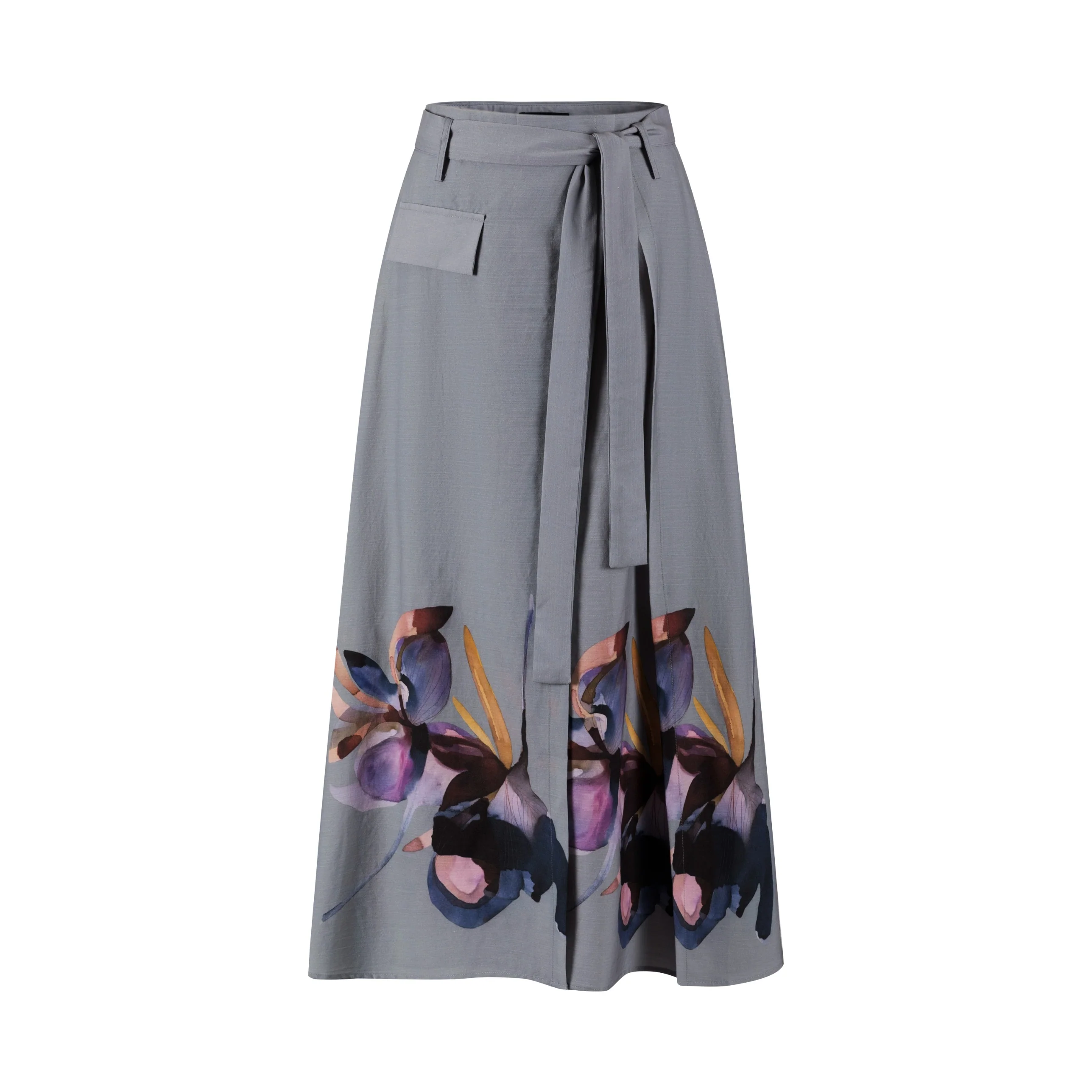 Grey Painted Flower Wrap Skirt - Image 2