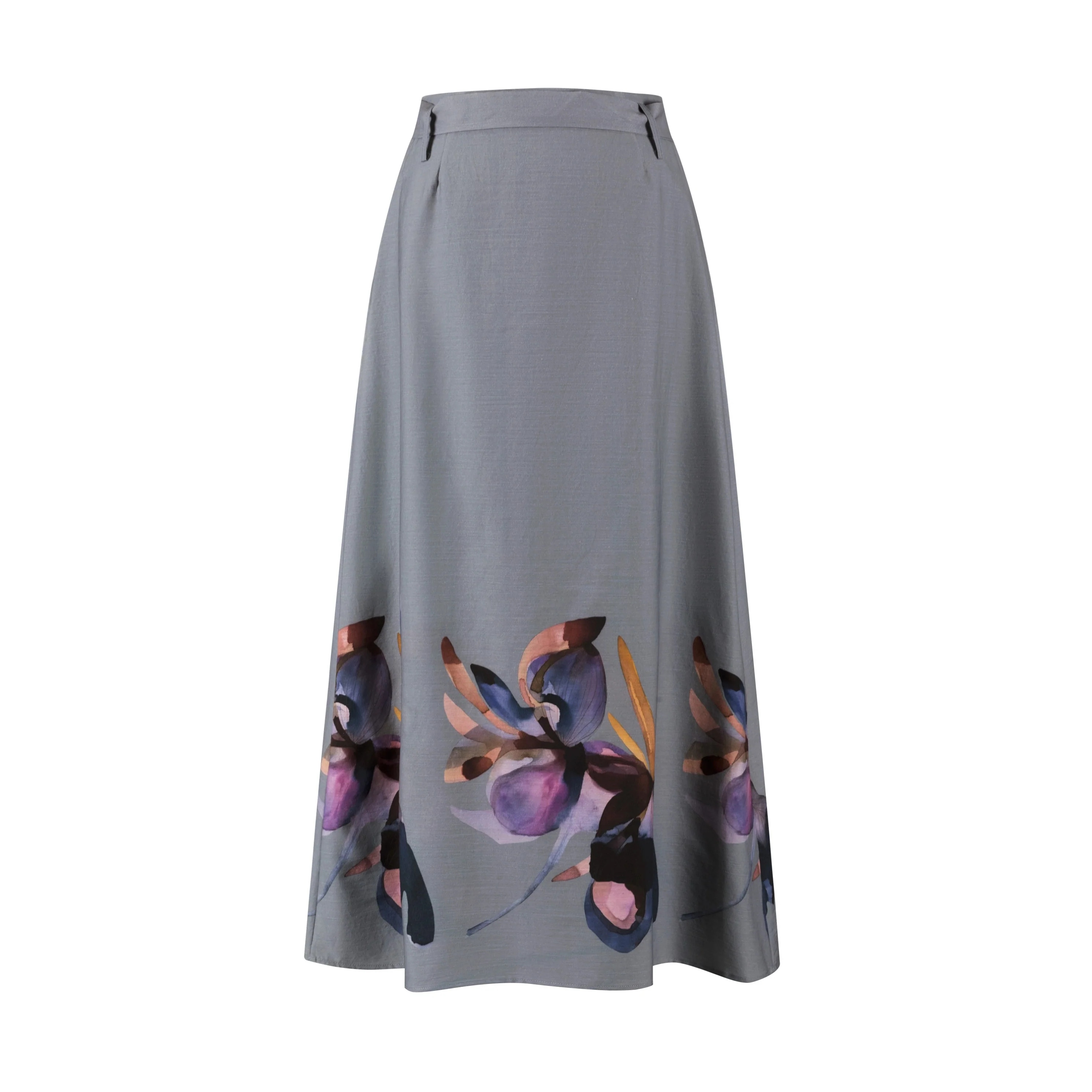 Grey Painted Flower Wrap Skirt - Image 3