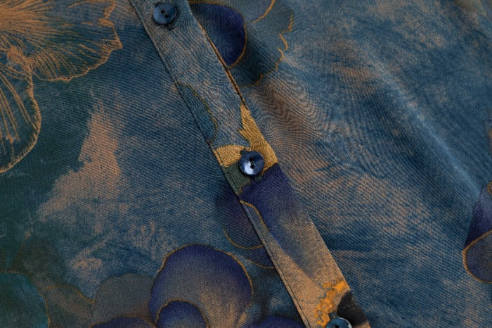 Grey Watercolor Printed Floral Dress - Image 6