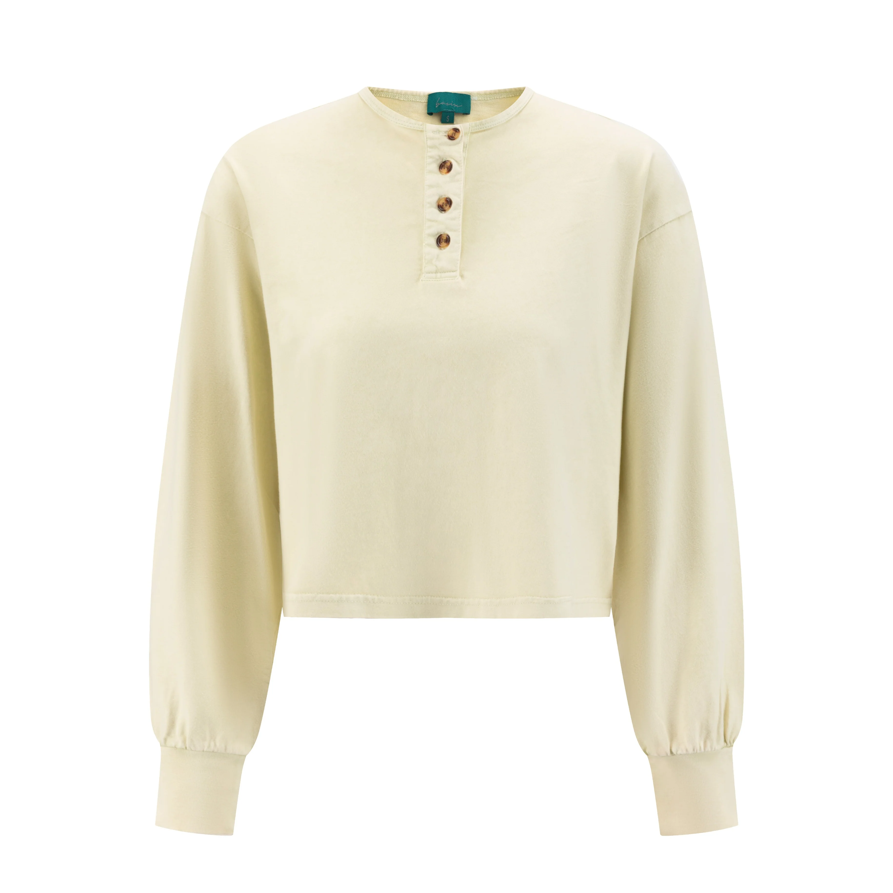 Henley Oversize Cropped T-Shirt - Light Pear