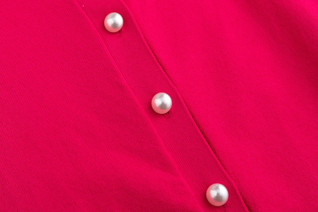 Hot Pink Knit Cardigan With Pearl Buttons - Image 5