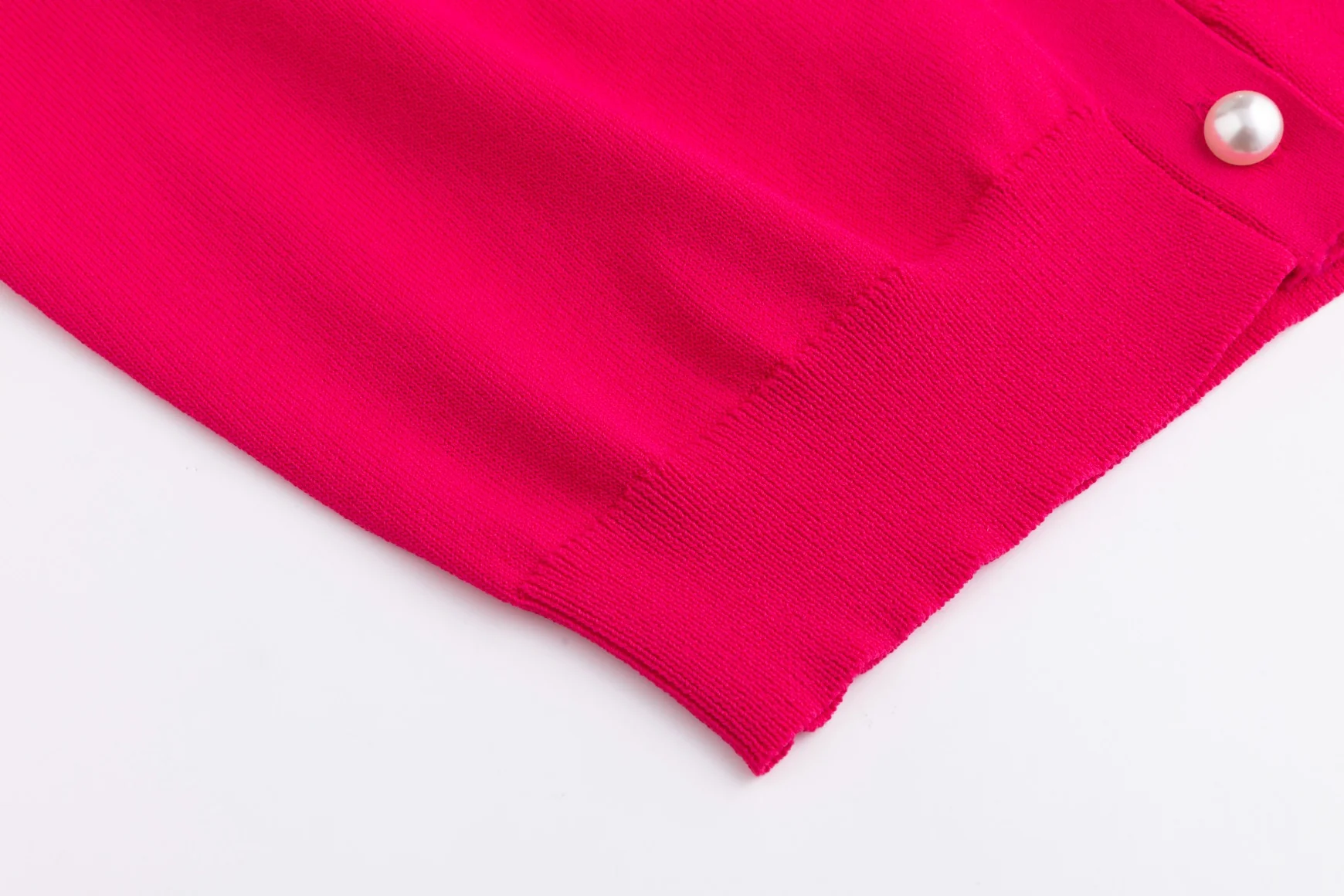 Hot Pink Knit Cardigan With Pearl Buttons - Image 6
