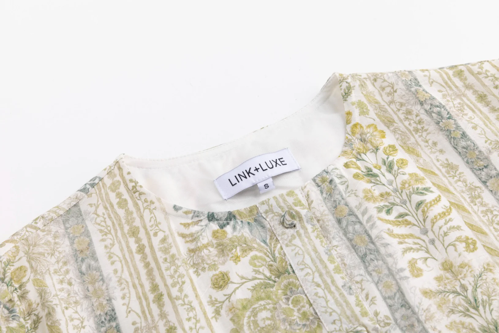 Ivory And Green Printed Floral Dress - Image 4