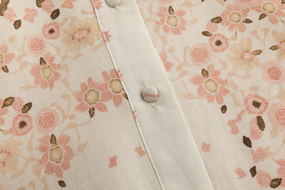 Ivory And Pink Printed Belted Dress - Image 6