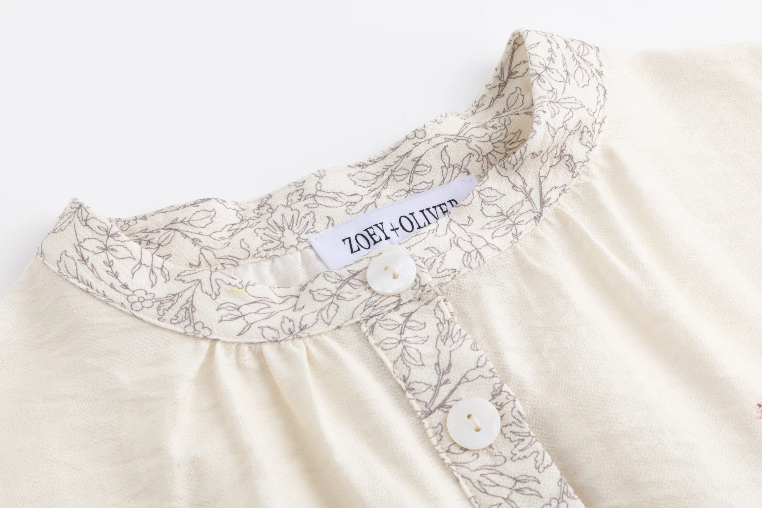 Ivory Blouse With Orange Floral Print - Image 5