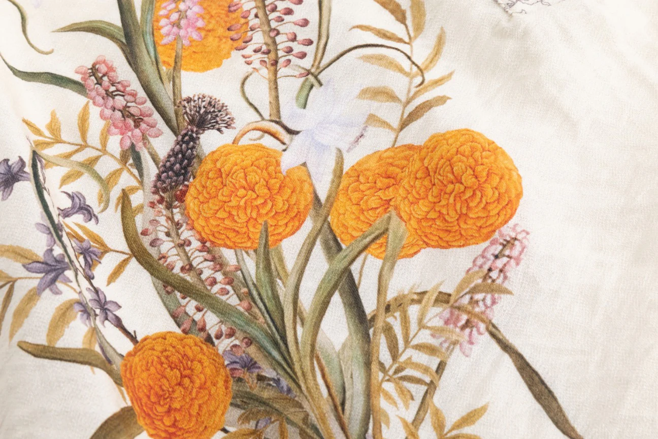 Ivory Blouse With Orange Floral Print - Image 7