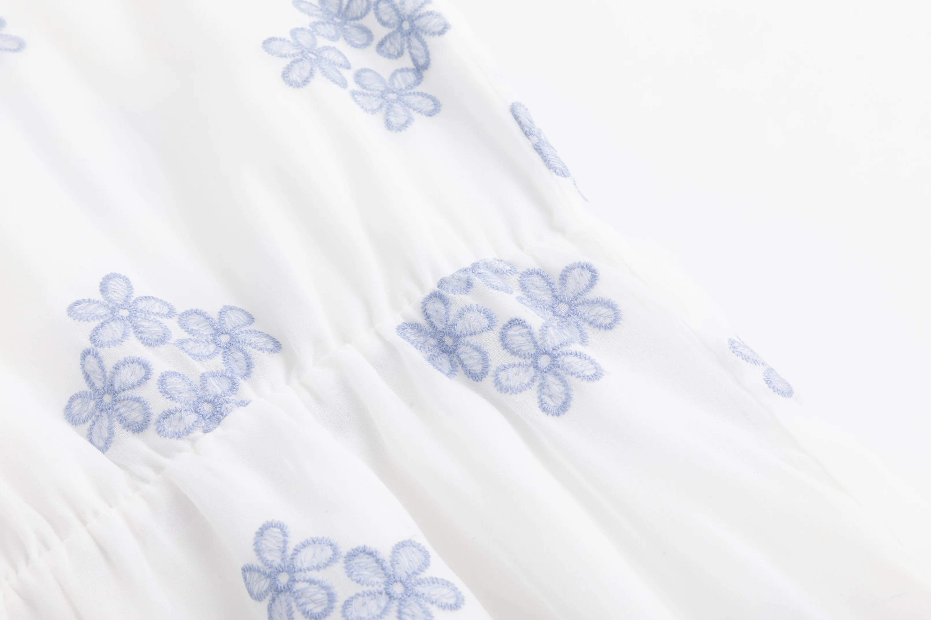 Ivory Dress With Blue Floral Embroidery - Image 5