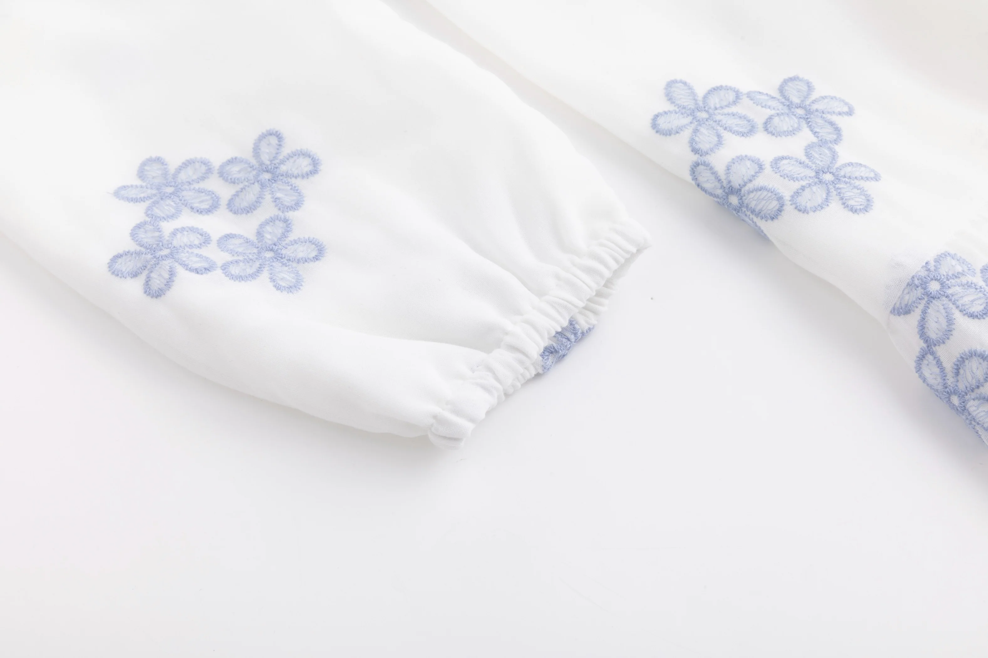 Ivory Dress With Blue Floral Embroidery - Image 6