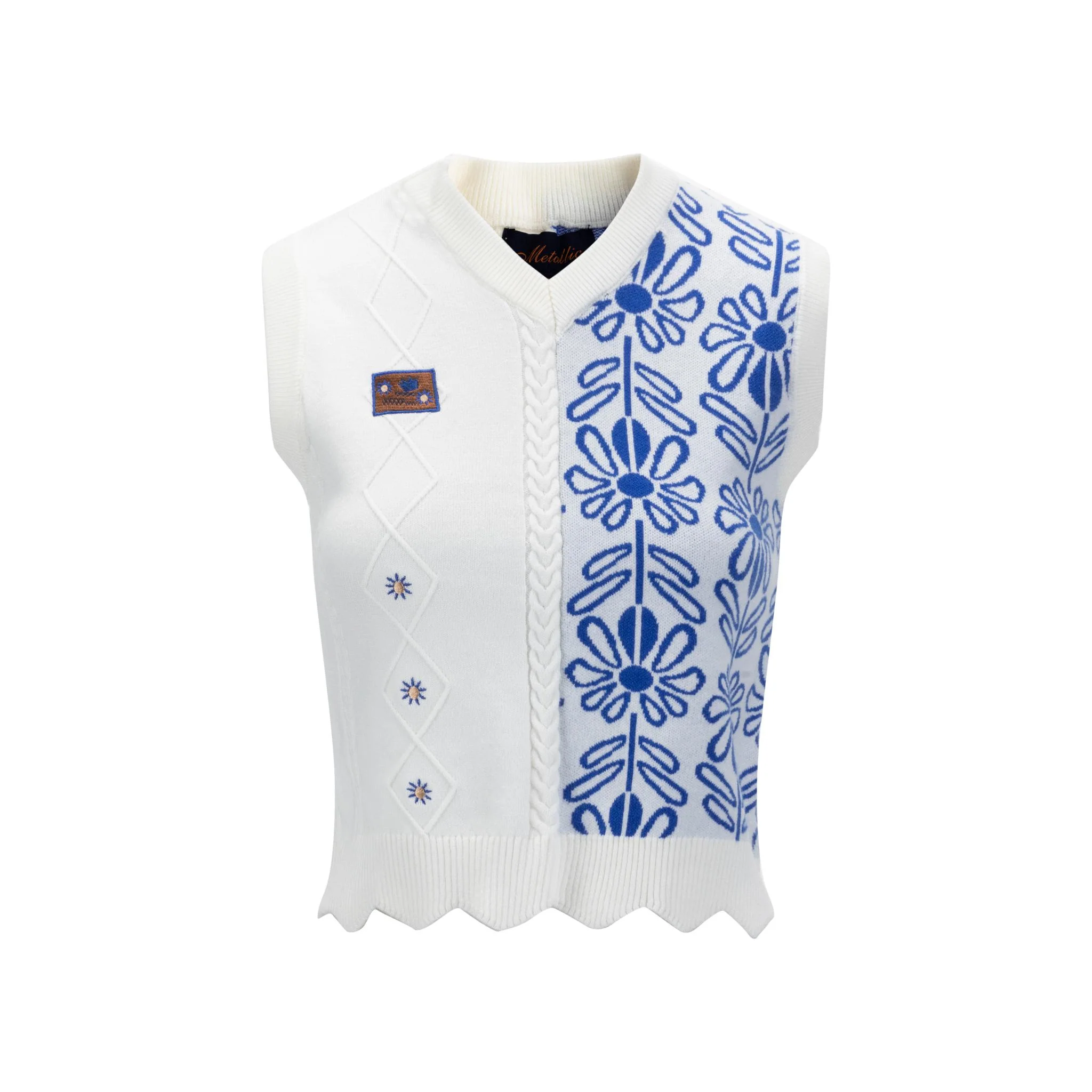 Ivory Embroidered Scallop Detail Vest - Image 2