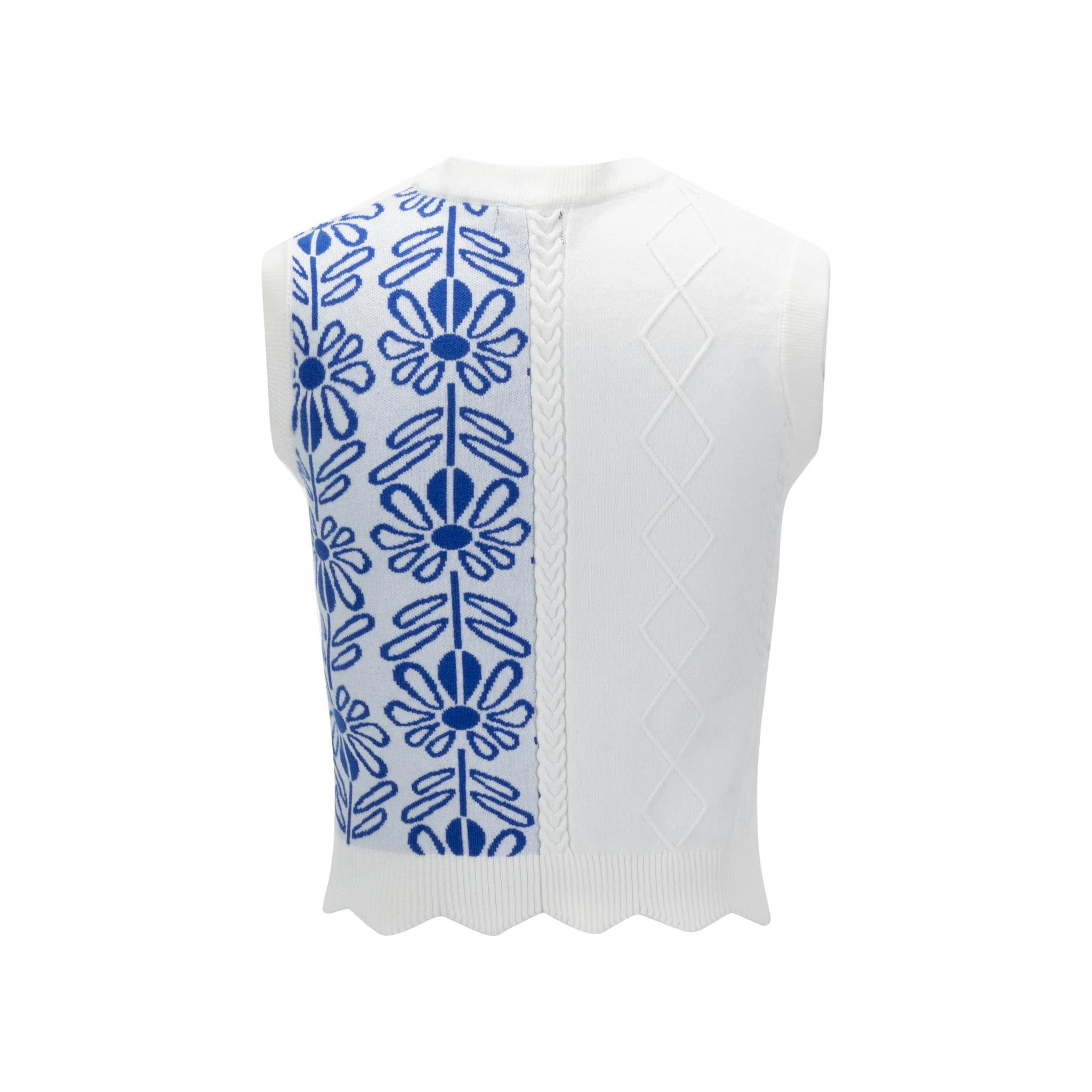 Ivory Embroidered Scallop Detail Vest - Image 3