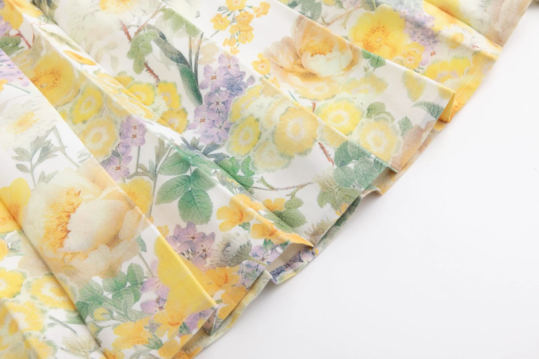 Ivory Pleated Floral Print Skirt - Yellow - Image 7