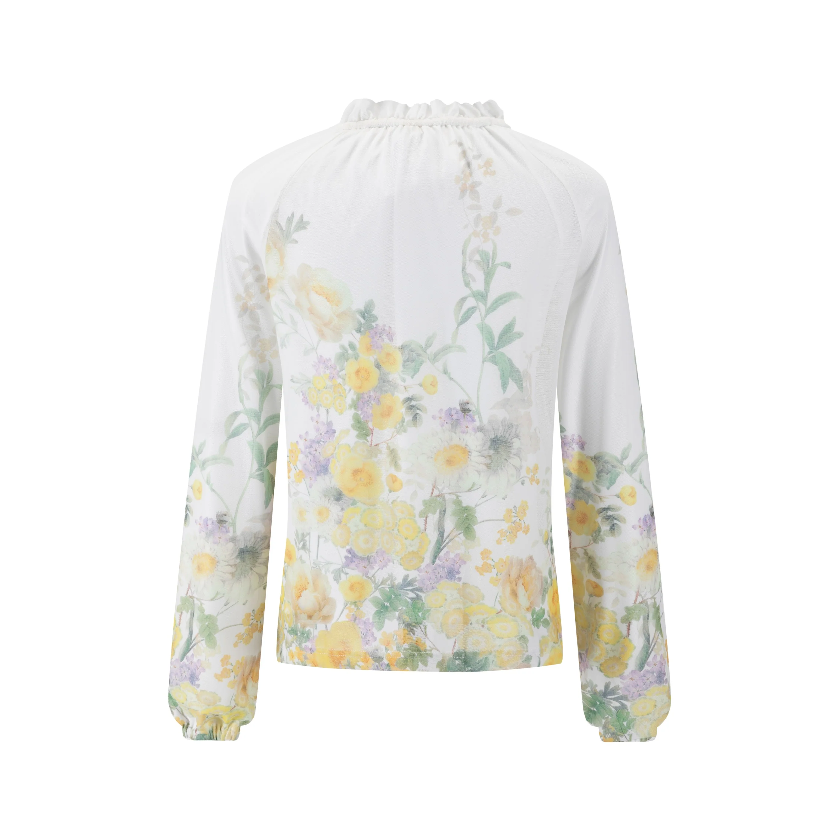 Ivory Ruffle Collar Floral Print Top - Yellow - Image 4