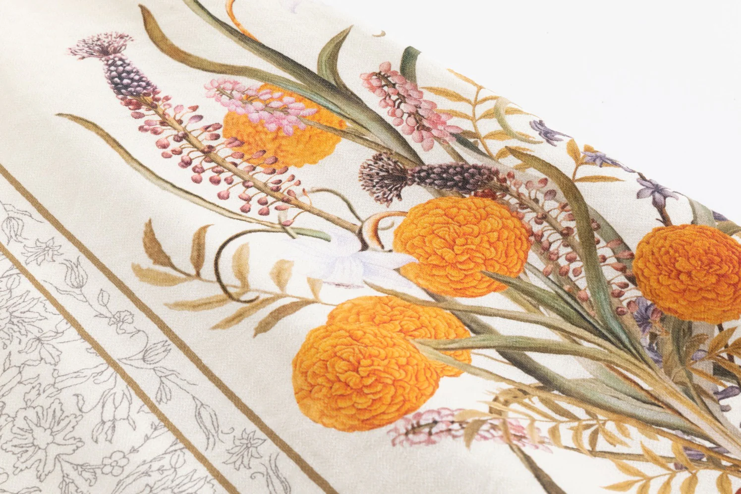 Ivory Skirt With Orange Print - Image 5