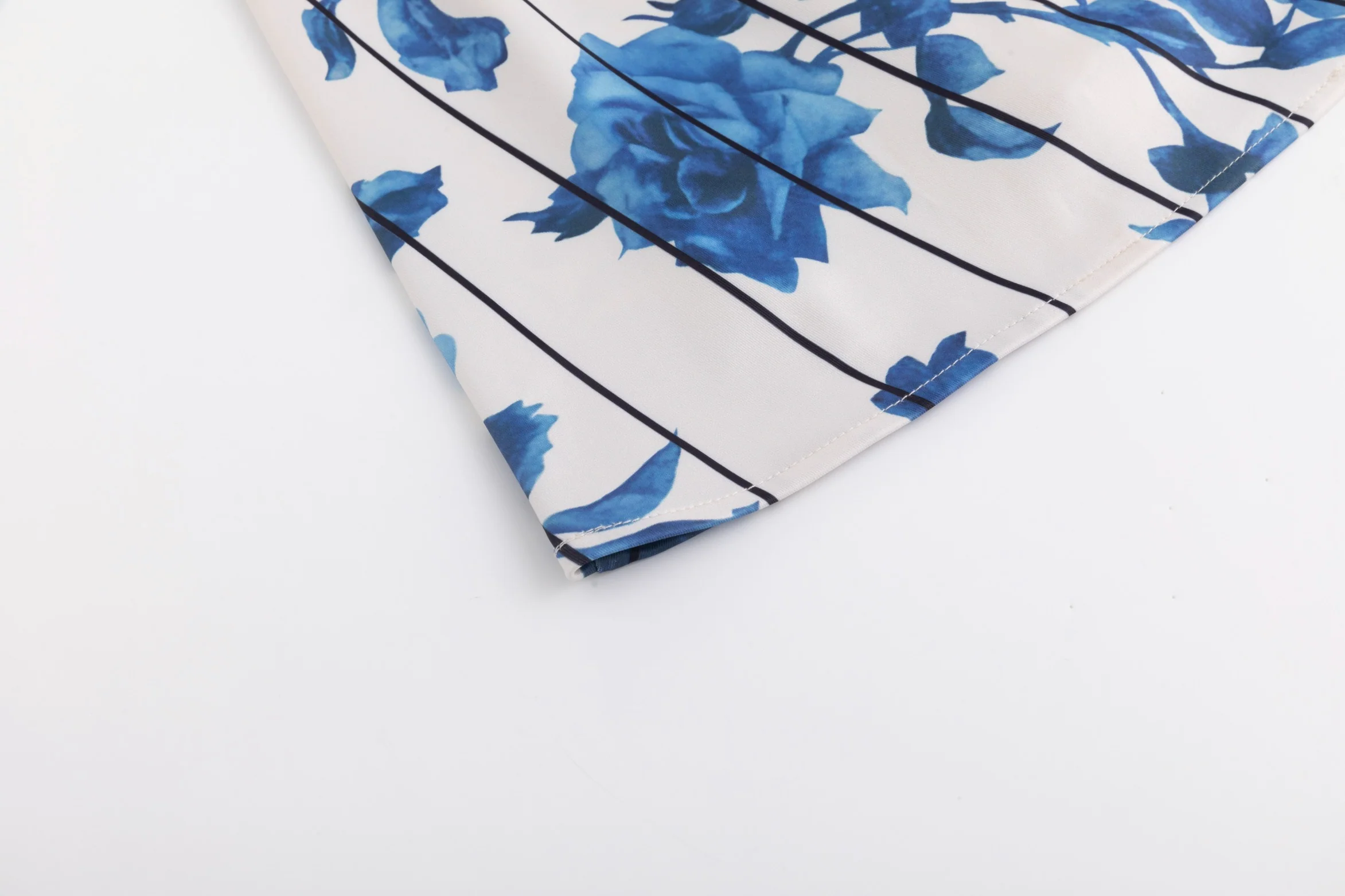 Ivory With Blue Floral Stripped Skirt - Image 4
